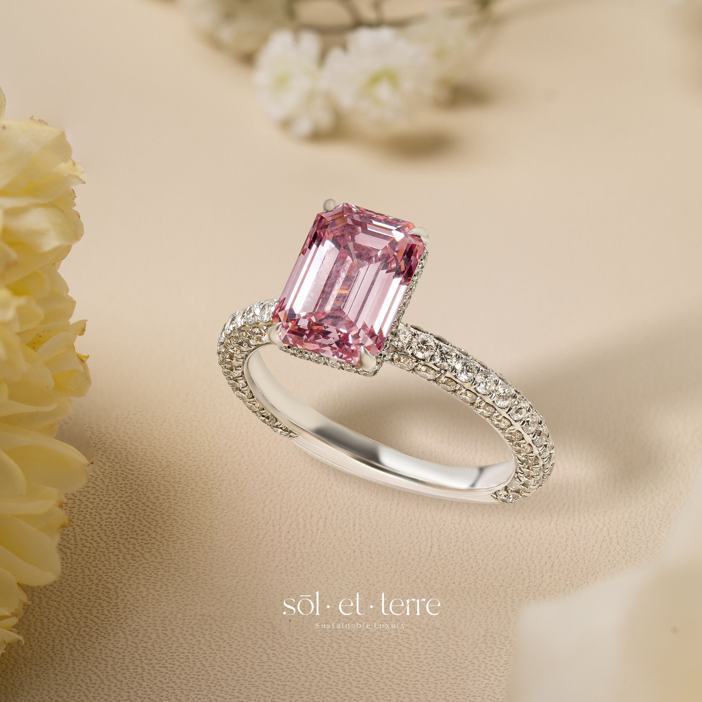 Pink Diamond Solitaire Ring by Sol Et Terre