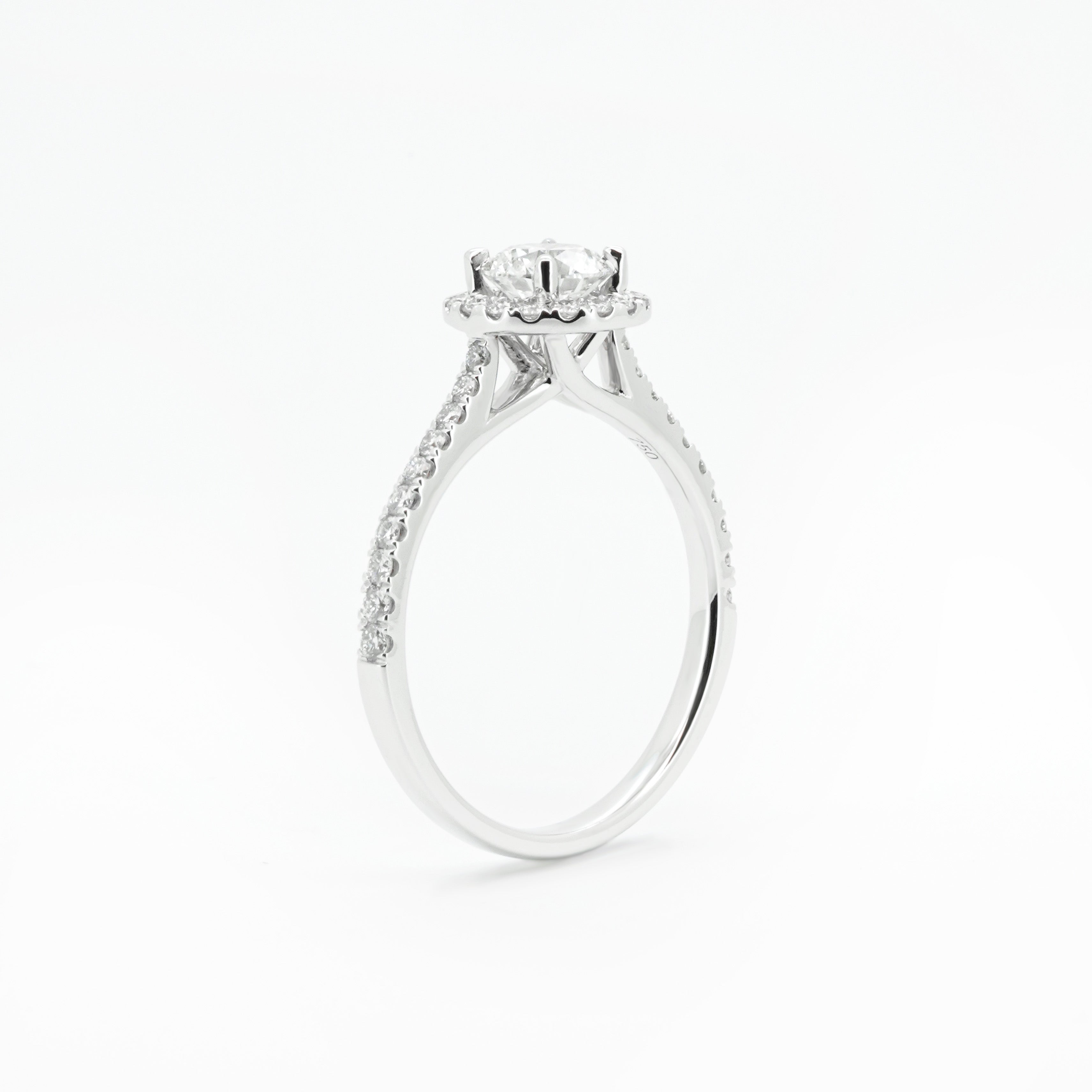 Round Diamond with Halo and Bridge Pave Diamond | Sol et Terre