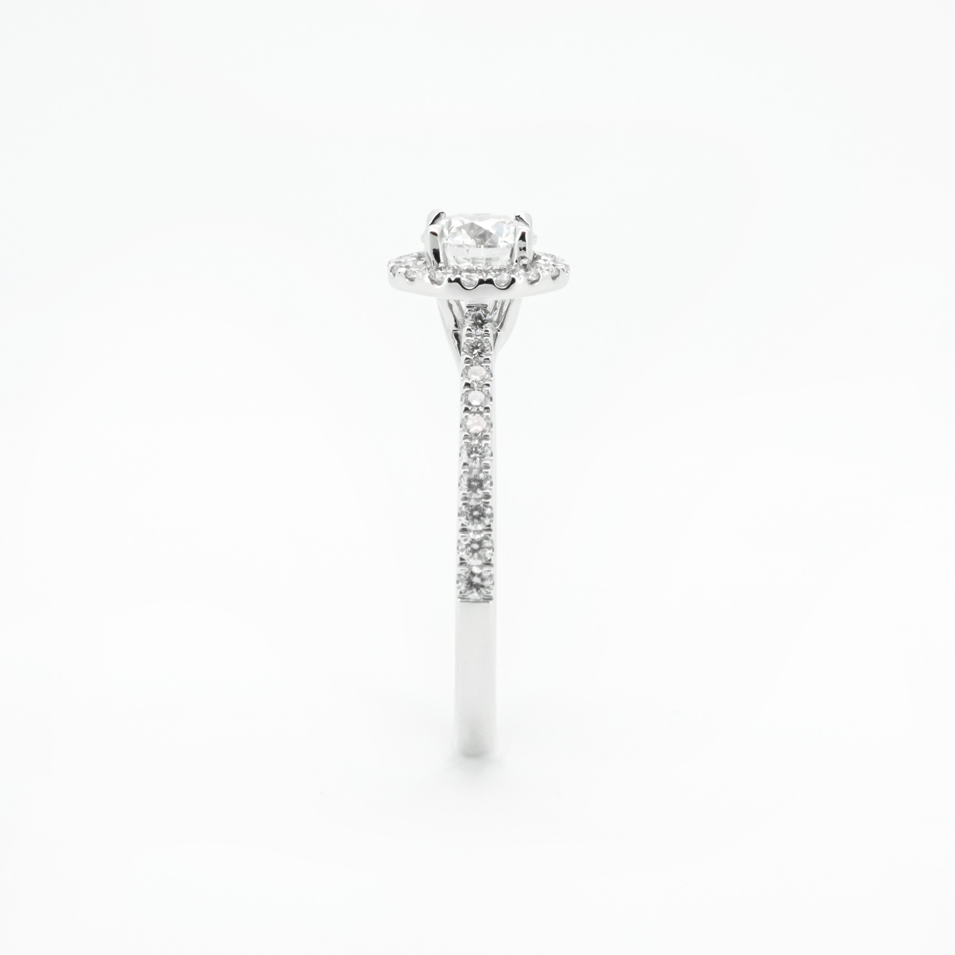 Round Diamond with Halo and Bridge Pave Diamond | Sol et Terre