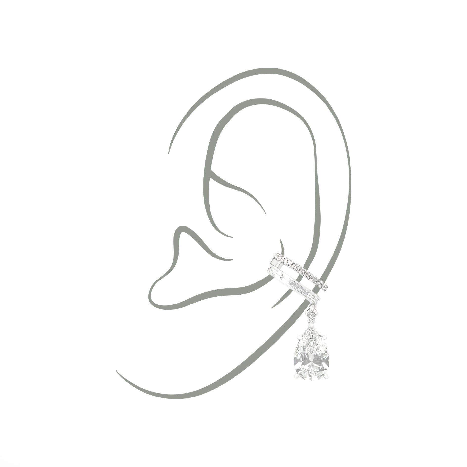 Ear Cuff with Pear Diamond | Sol et Terre