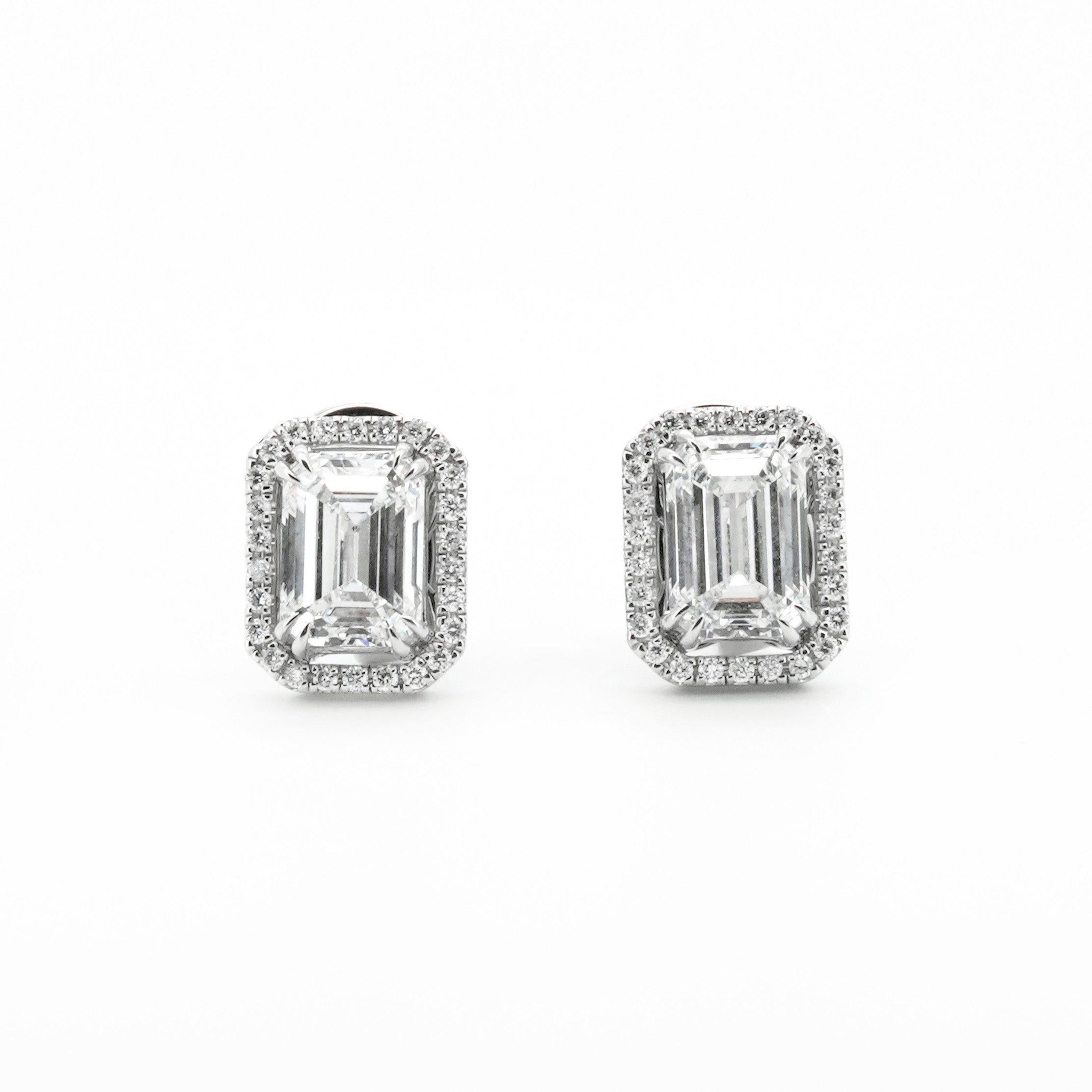 Emerald Diamond Stud Earrings with Removeable Halo | Sol et Terre