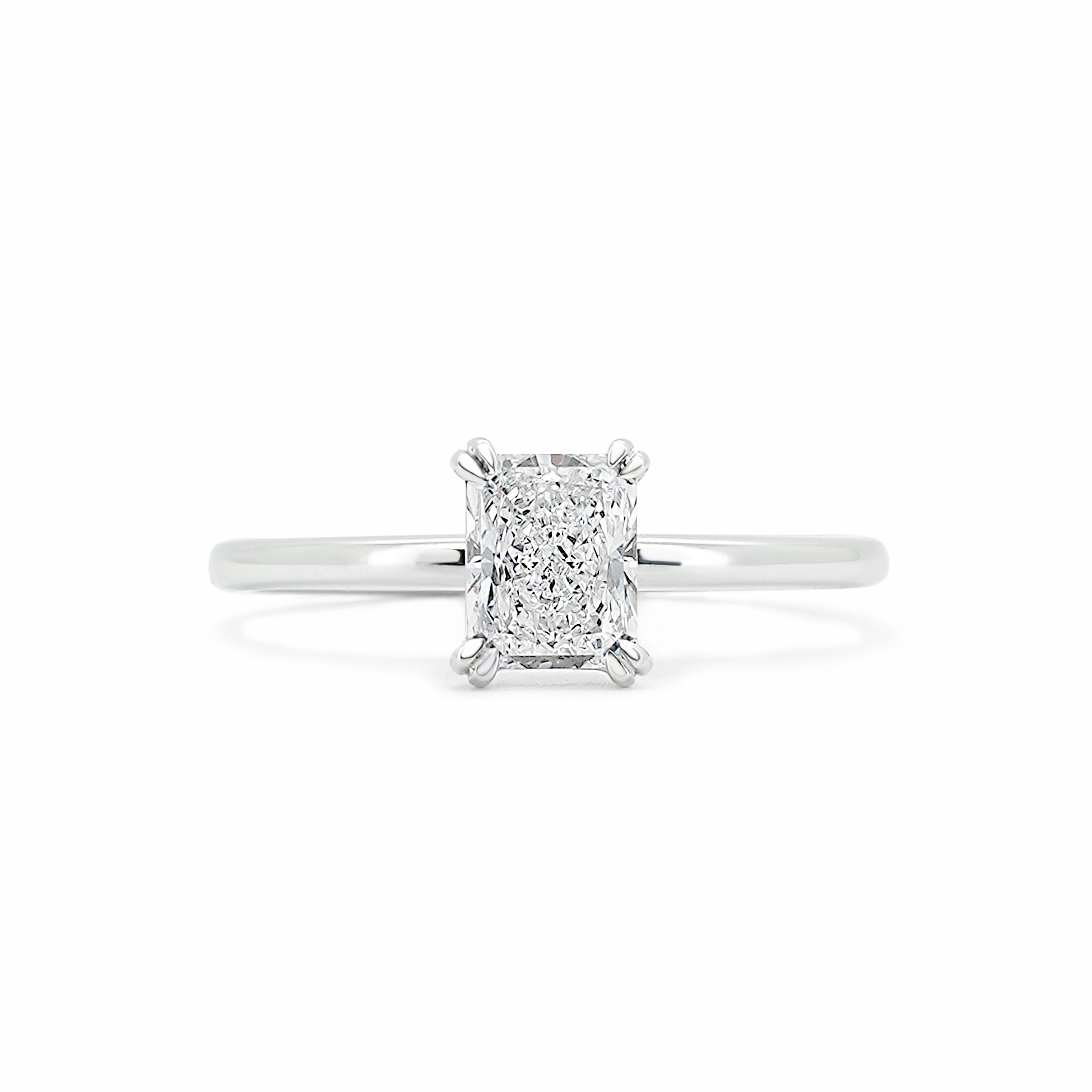 Radiant Diamond Ring with Double Claw Prong | Sol et Terre