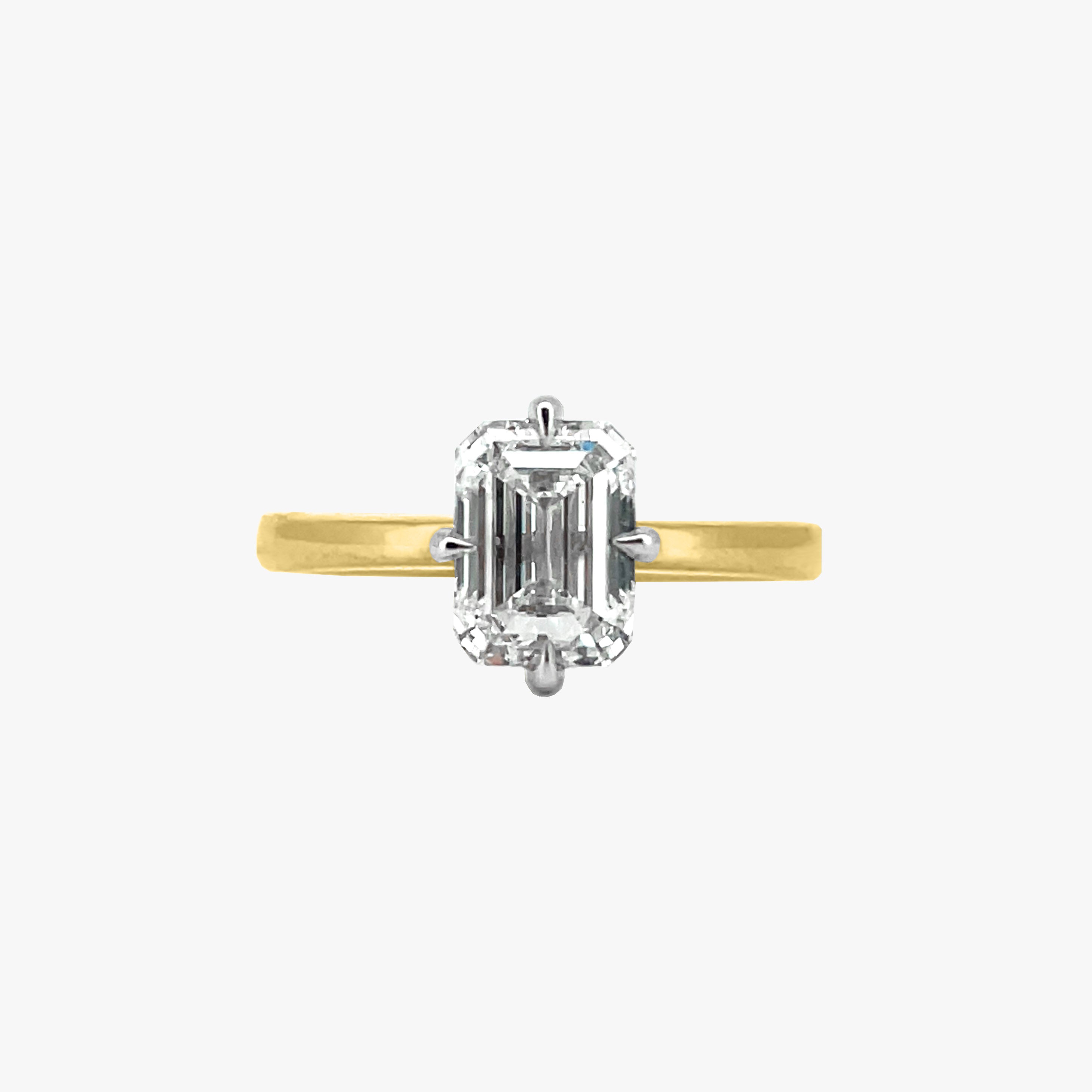 Emerald Diamond Solitaire with Gold Band | Sol et Terre