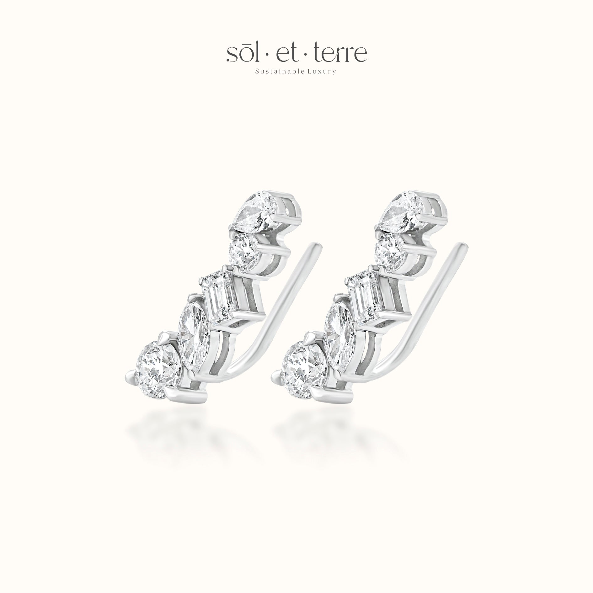 Mix Cut Diamonds Crawler Earrings | Sol et Terre