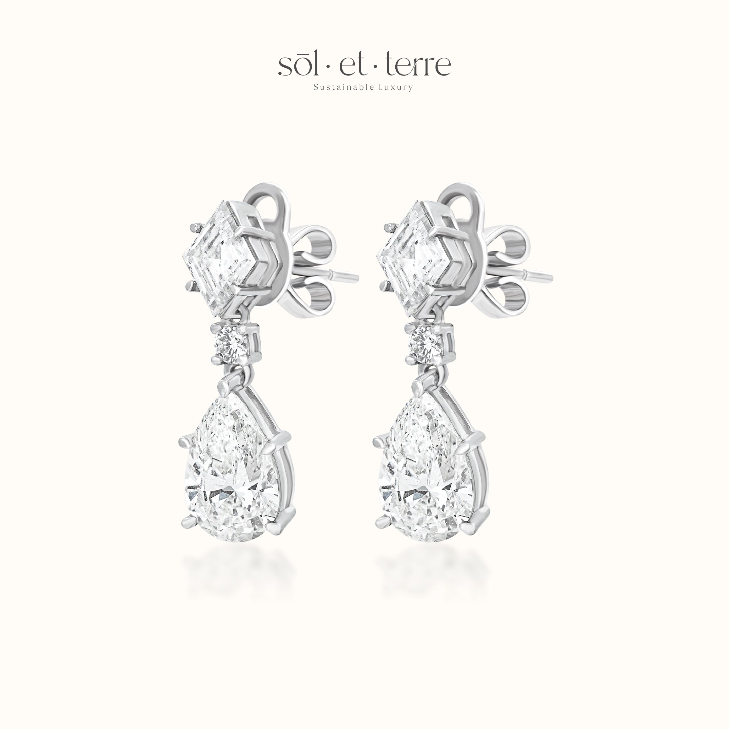 Lozenge and Pear Diamond Earrings | Sol et Terre