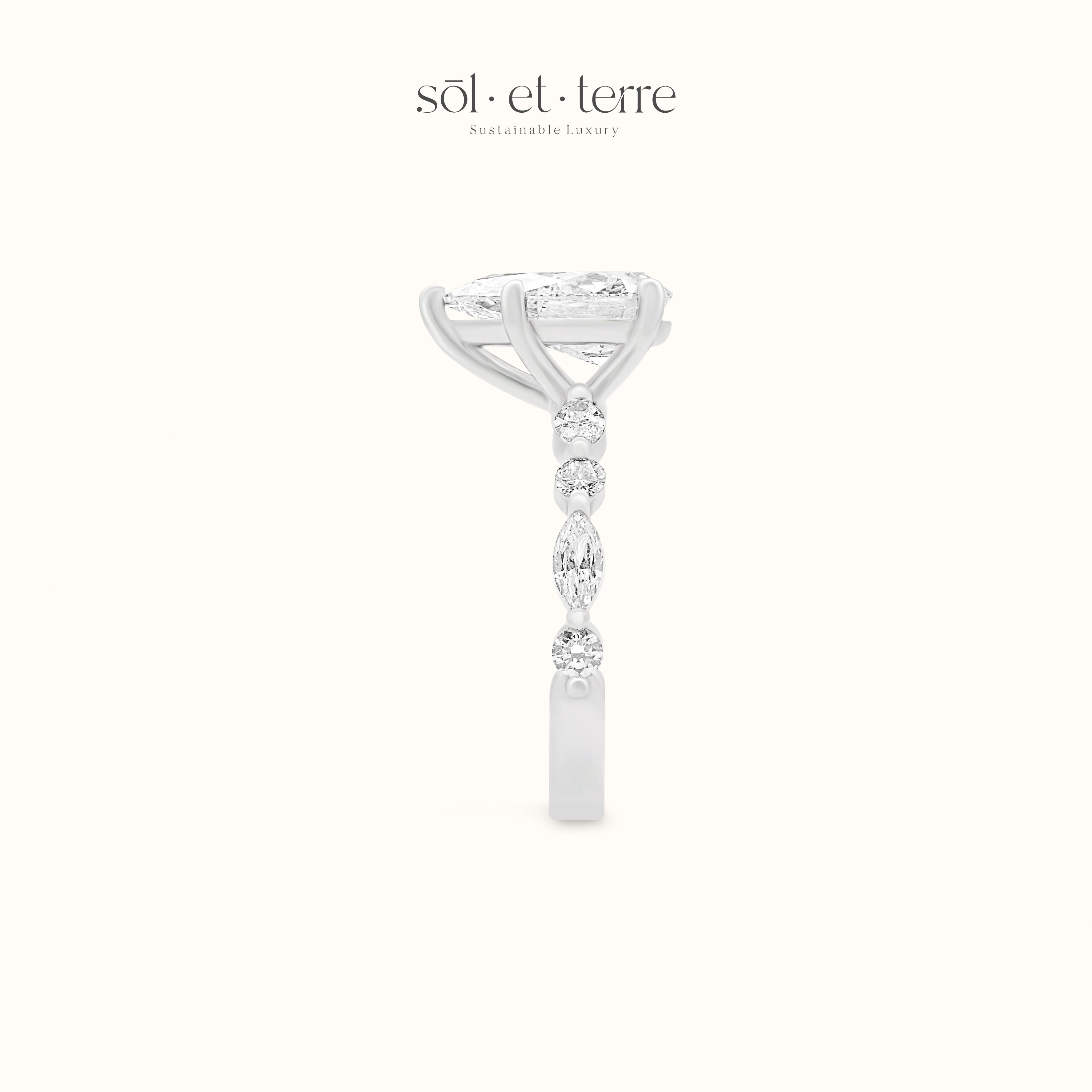 Pear Diamond with Marquise and Round Band | Sol et Terre