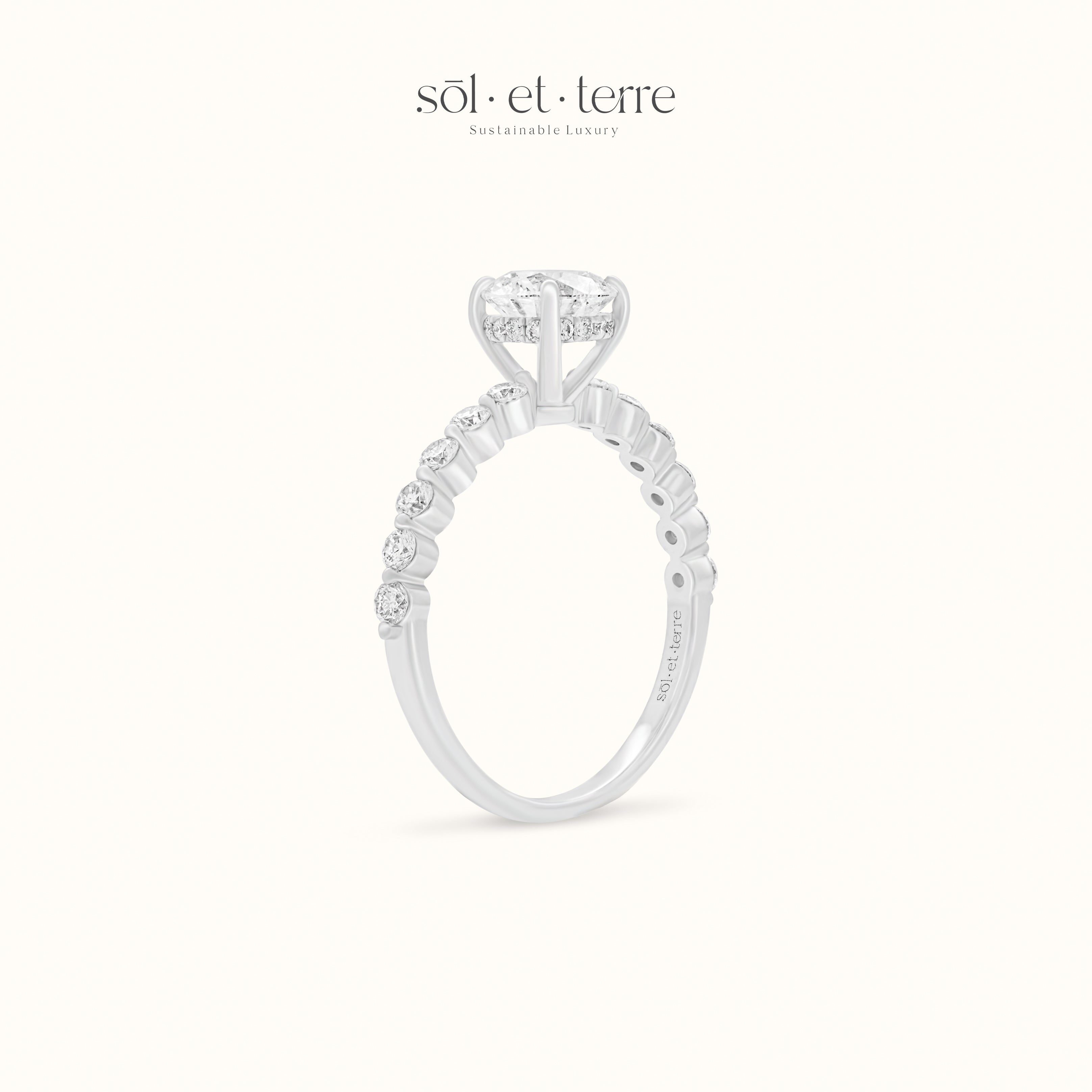 Round Diamond RIng with Dotted Band | Sol et Terre