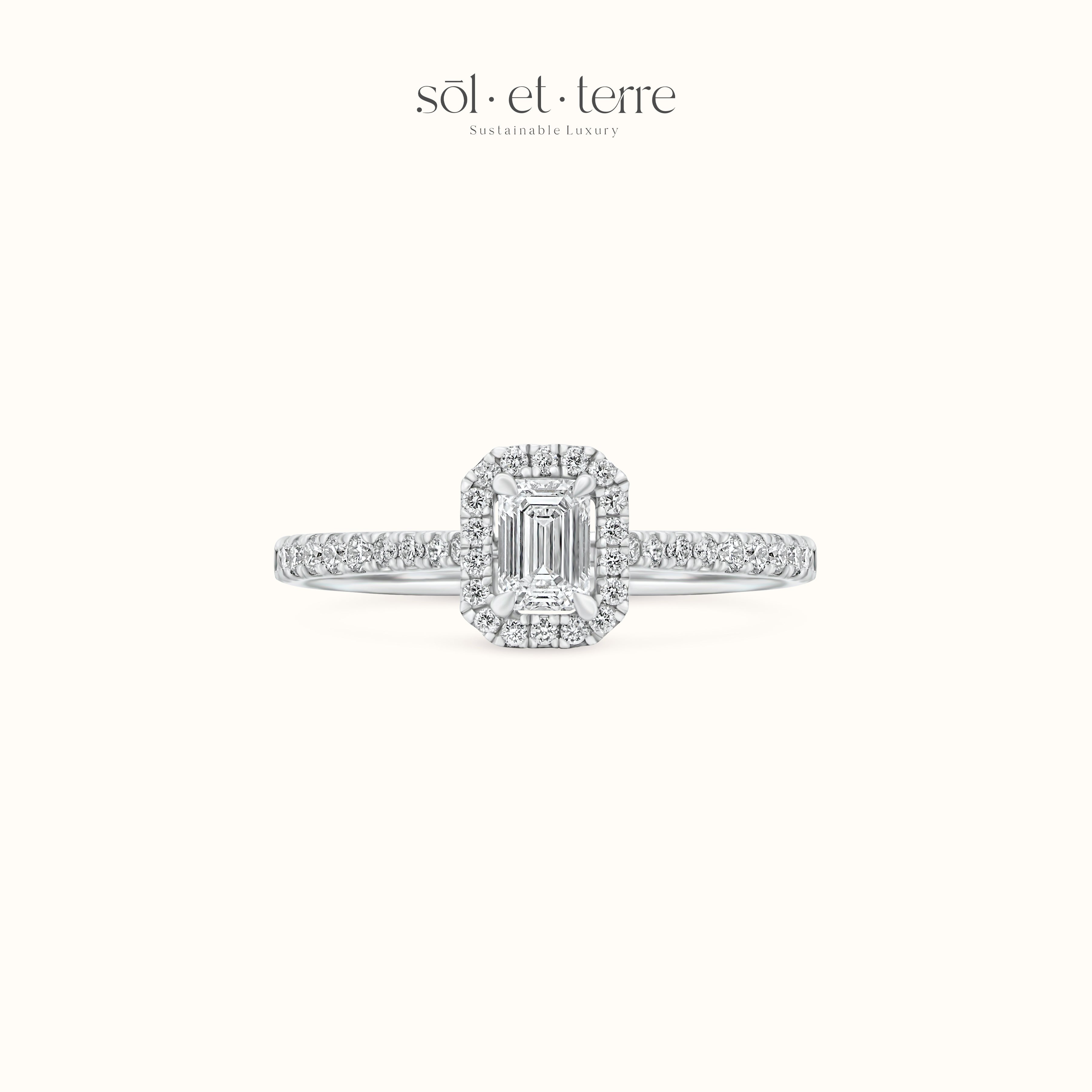 Emerald Engagement Ring with Halo | Sol et Terre