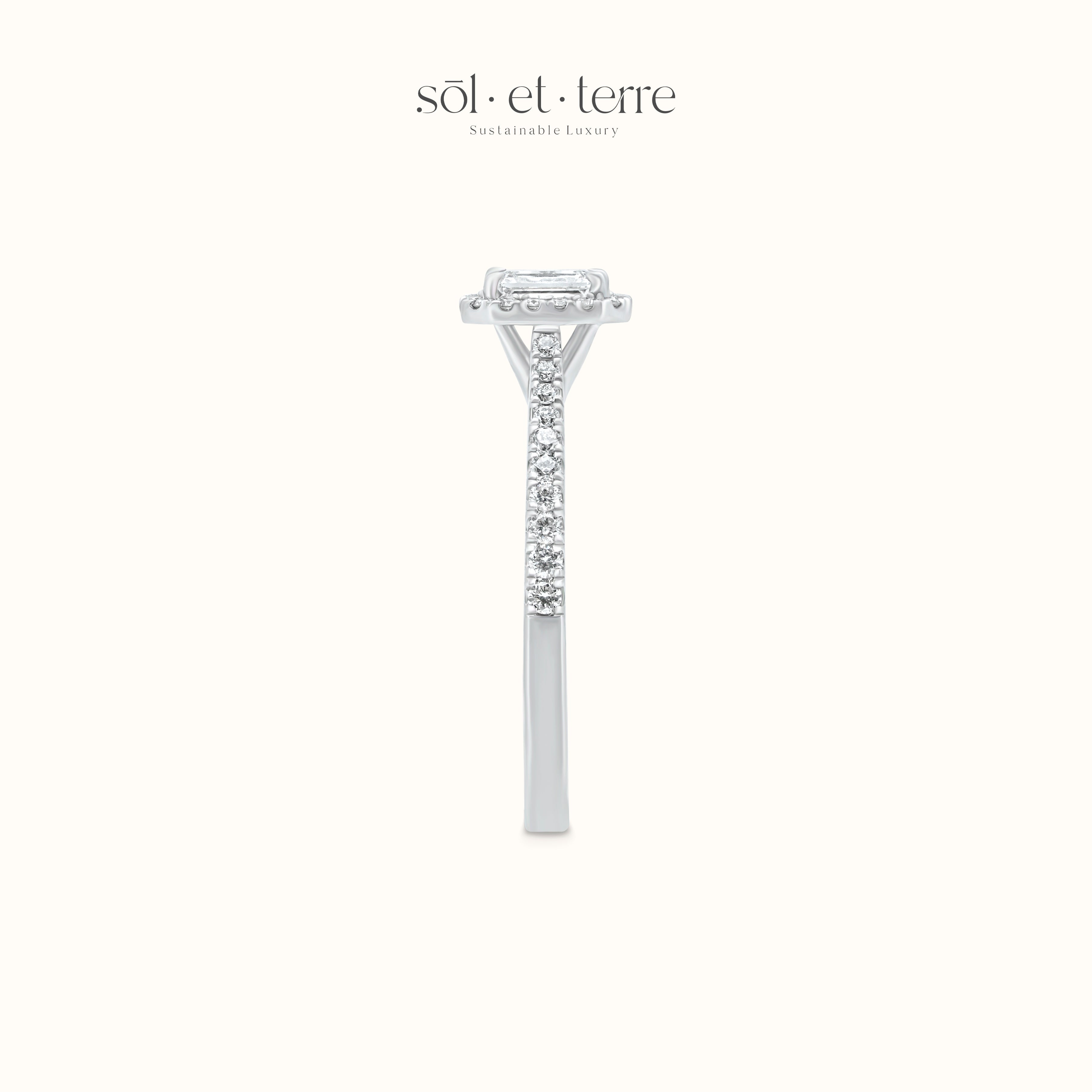 Emerald Engagement Ring with Halo | Sol et Terre