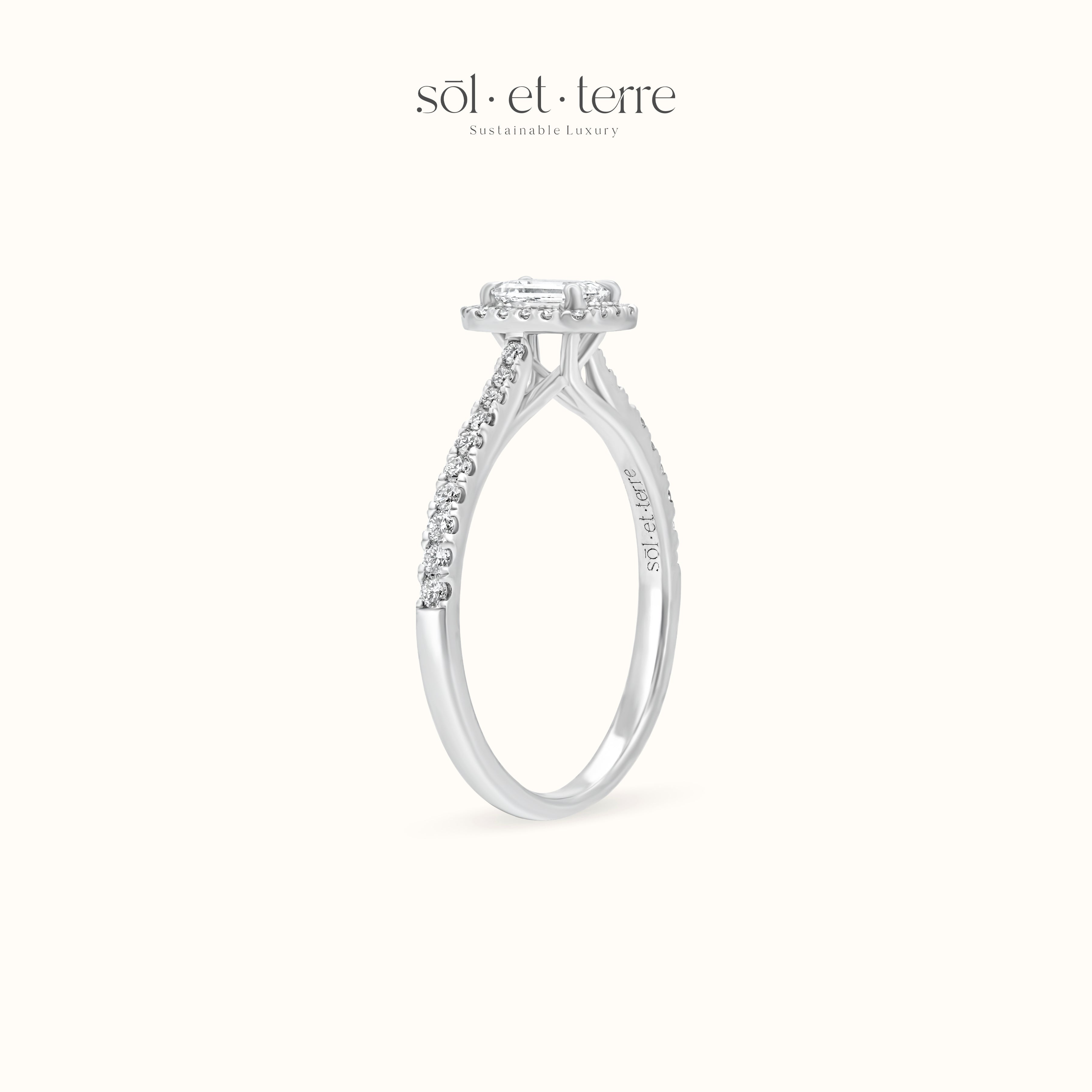 Emerald Engagement Ring with Halo | Sol et Terre