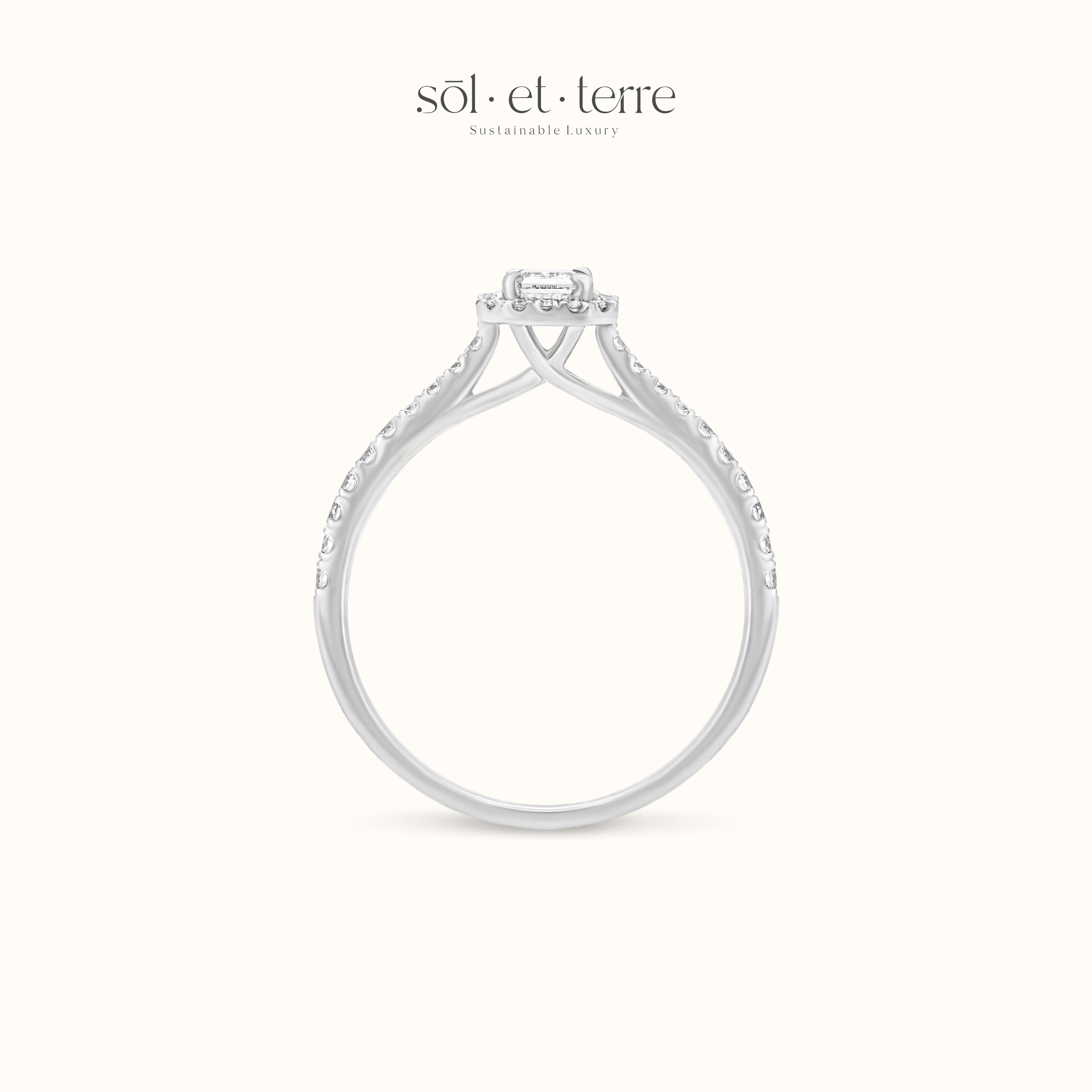 Emerald Engagement Ring with Halo | Sol et Terre