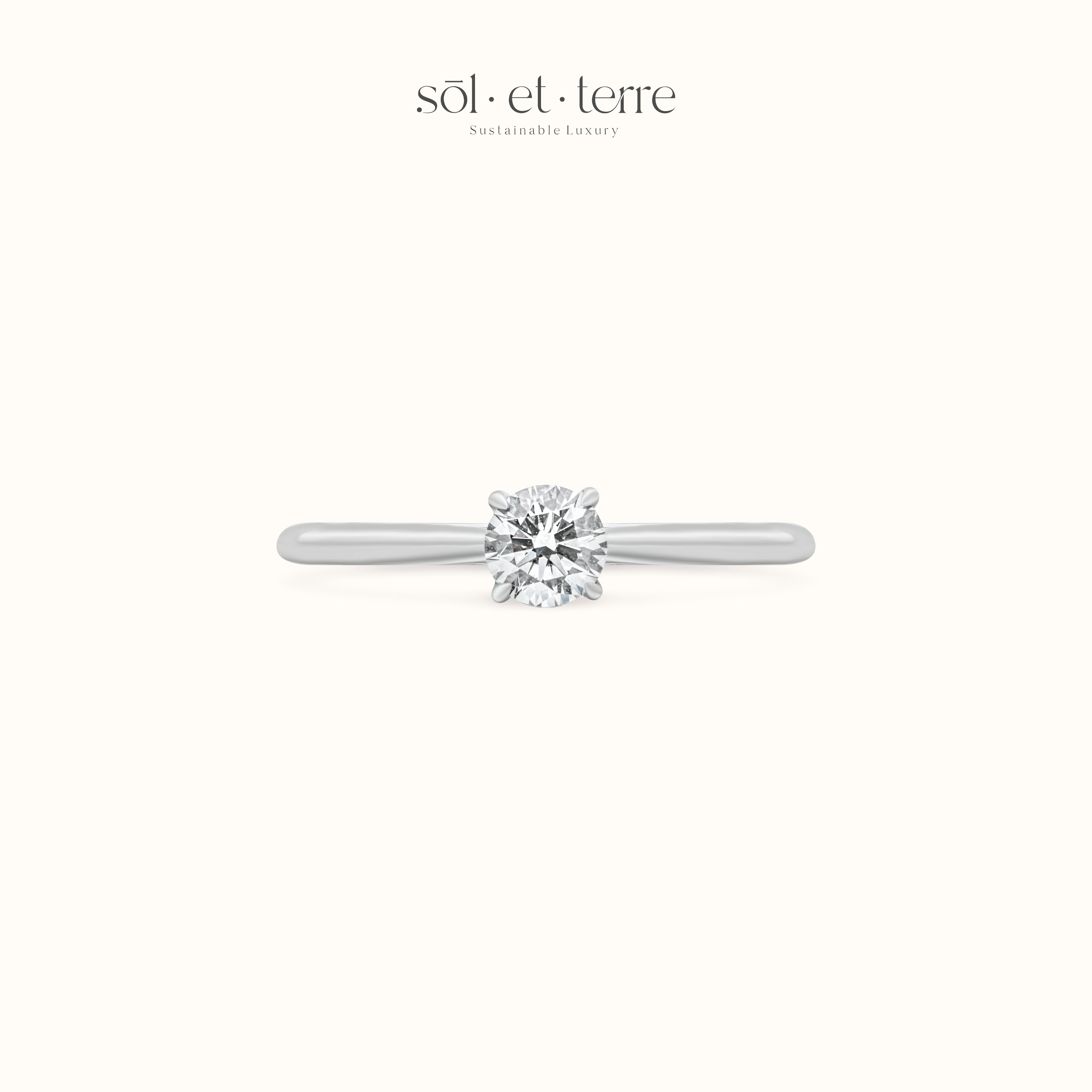 Round Diamond Ring with Petal Prong | Sol et Terre