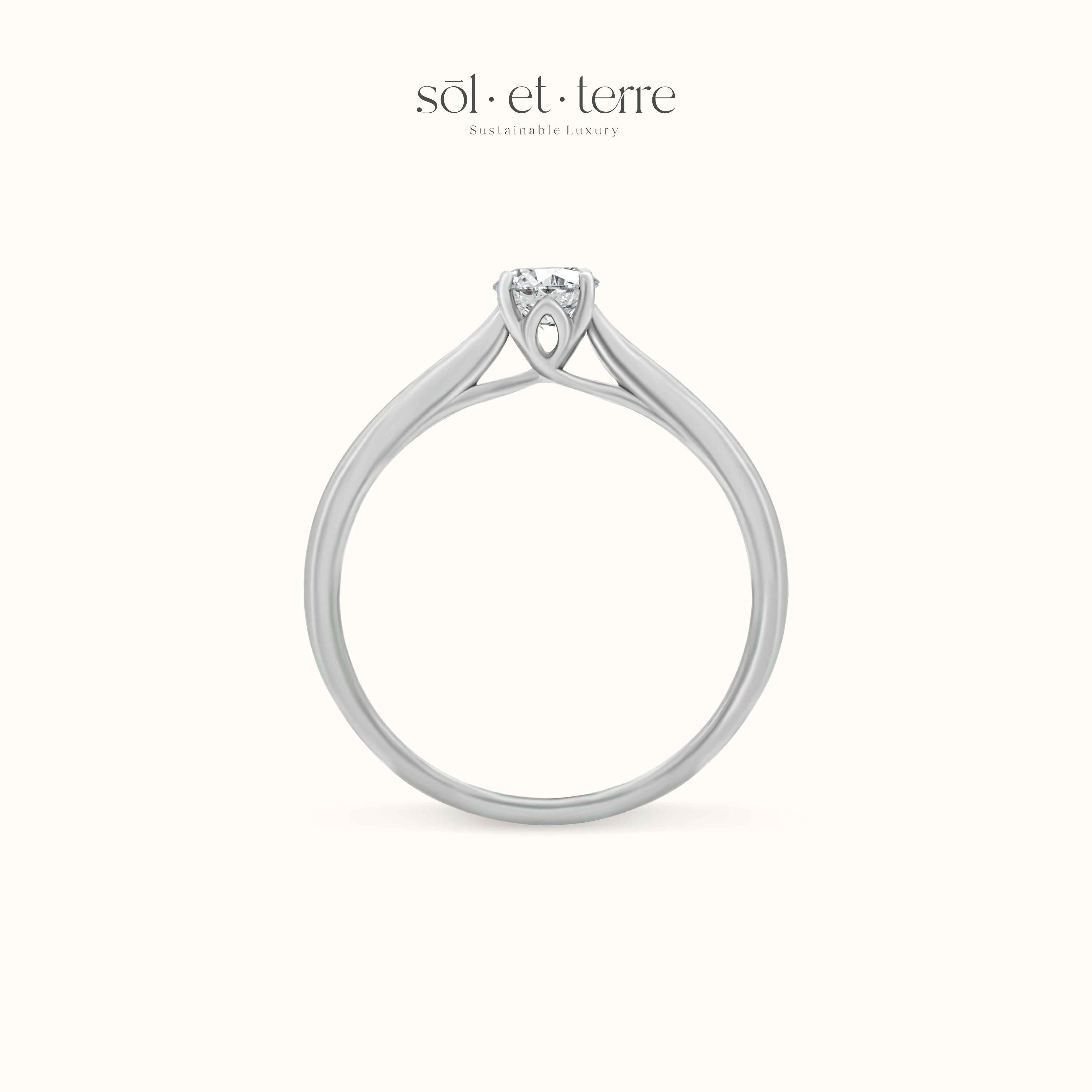 Round Diamond Ring with Petal Prong | Sol et Terre