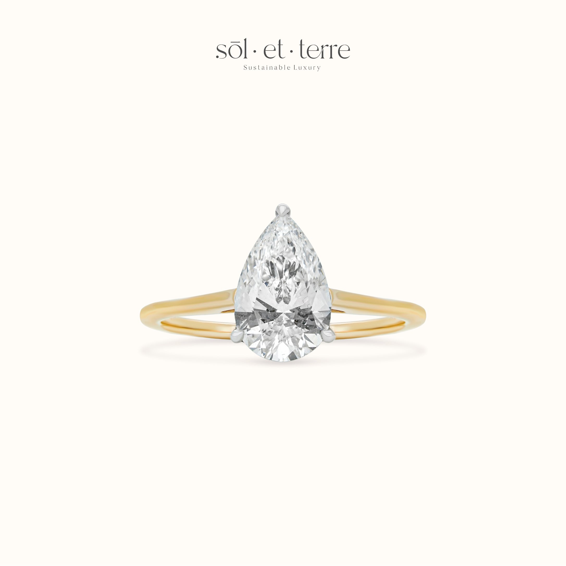 Pear Diamond with Hidden Halo and Bridge setting | Sol et Terre