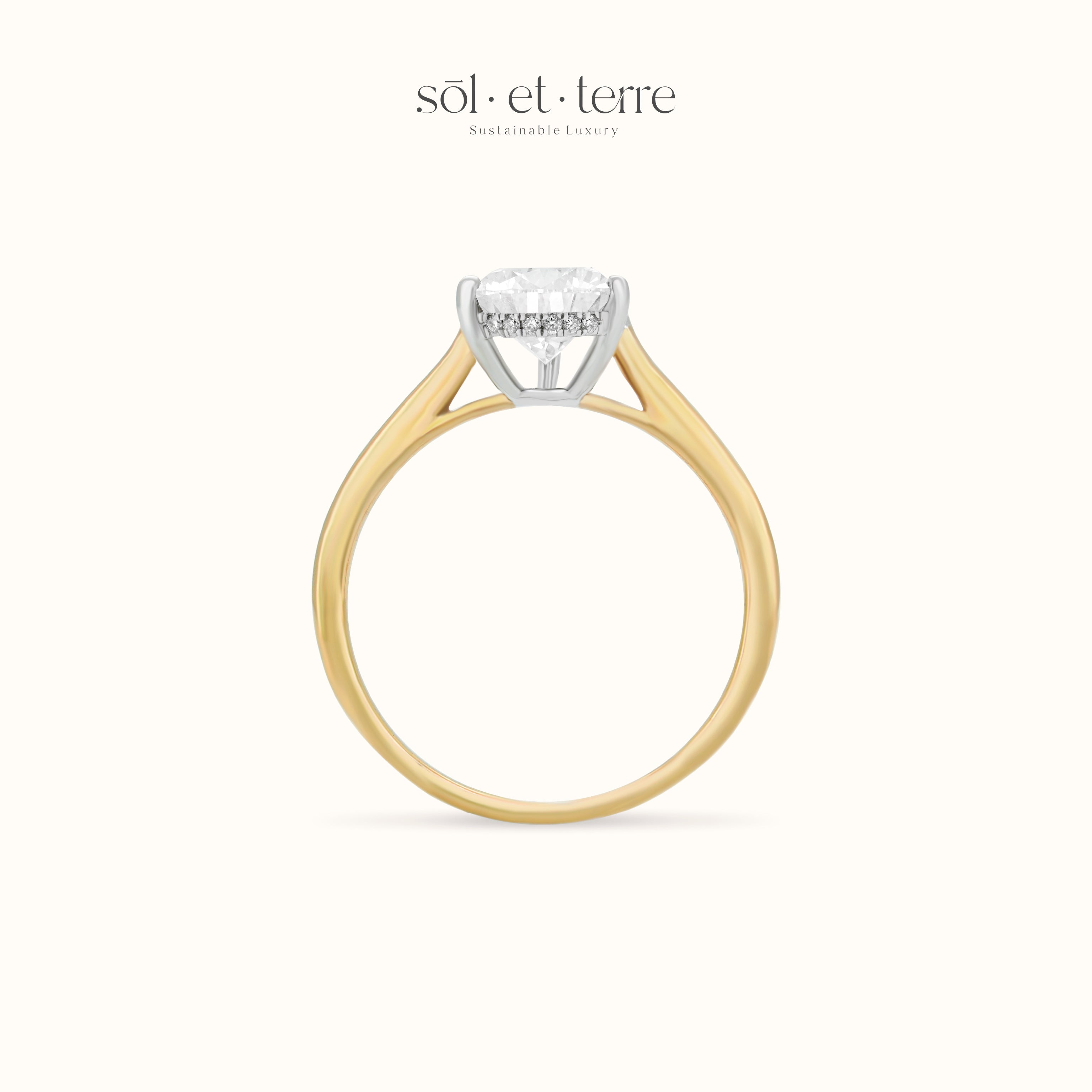 Pear Diamond with Hidden Halo and Bridge setting | Sol et Terre