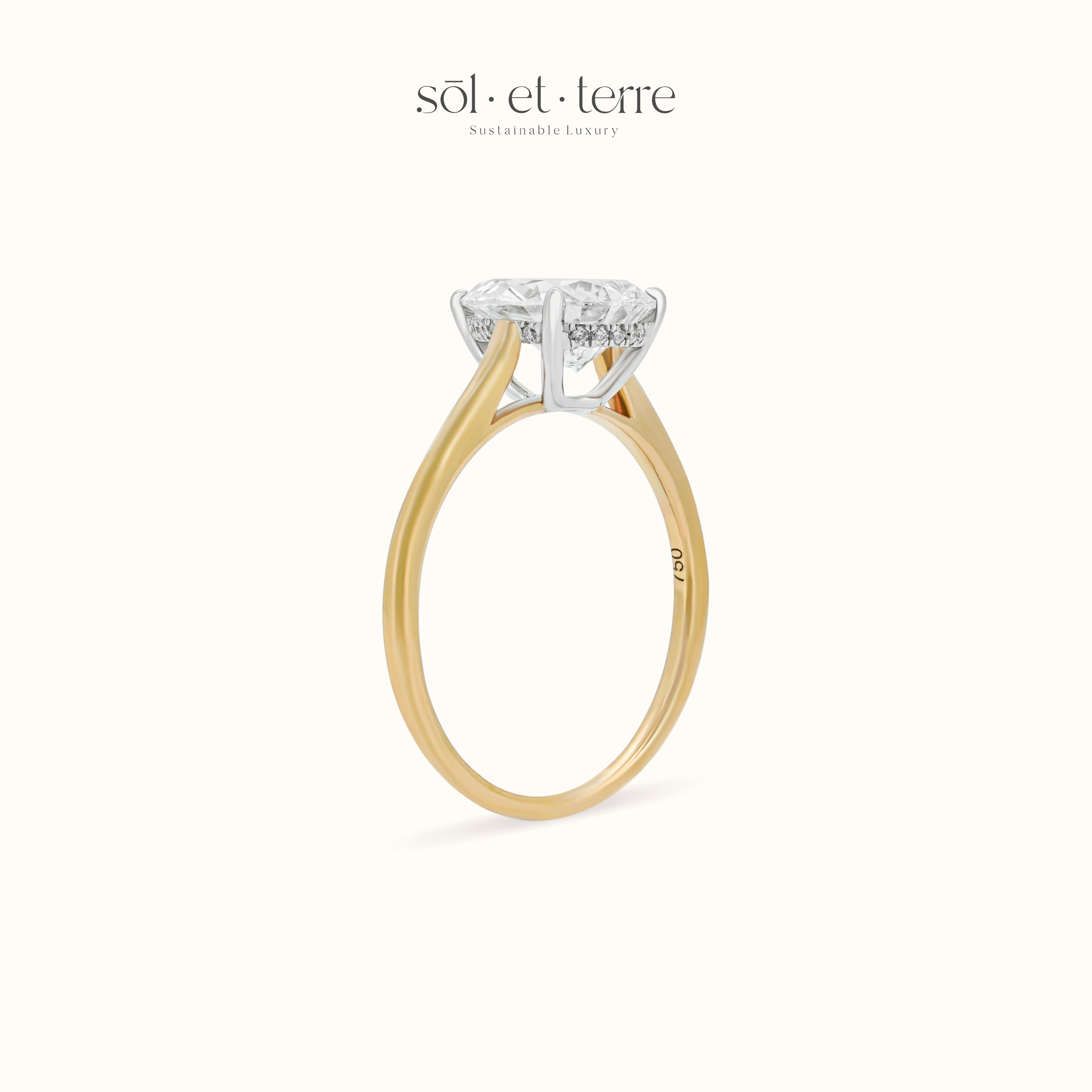 Pear Diamond with Hidden Halo and Bridge setting | Sol et Terre