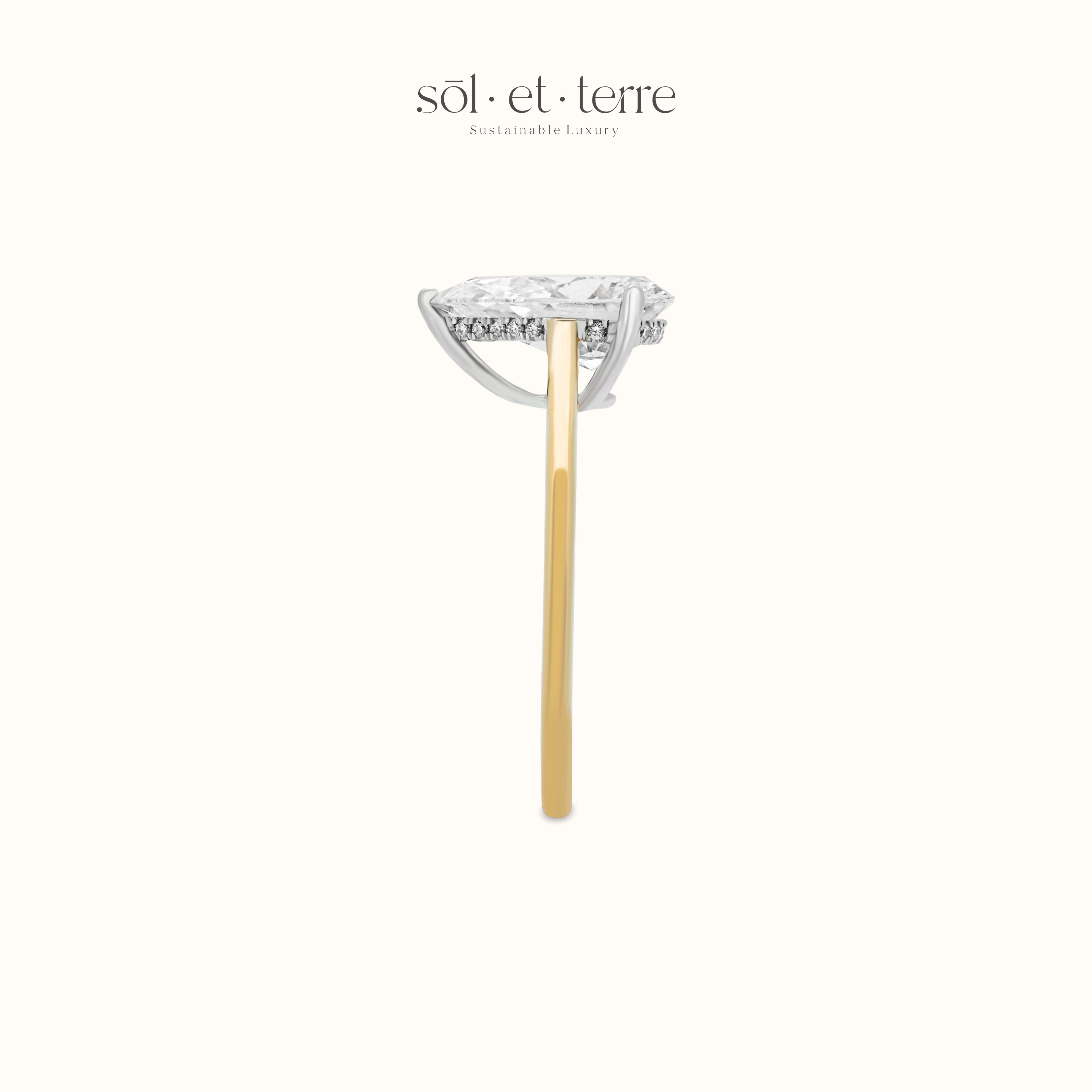 Pear Diamond with Hidden Halo and Bridge setting | Sol et Terre