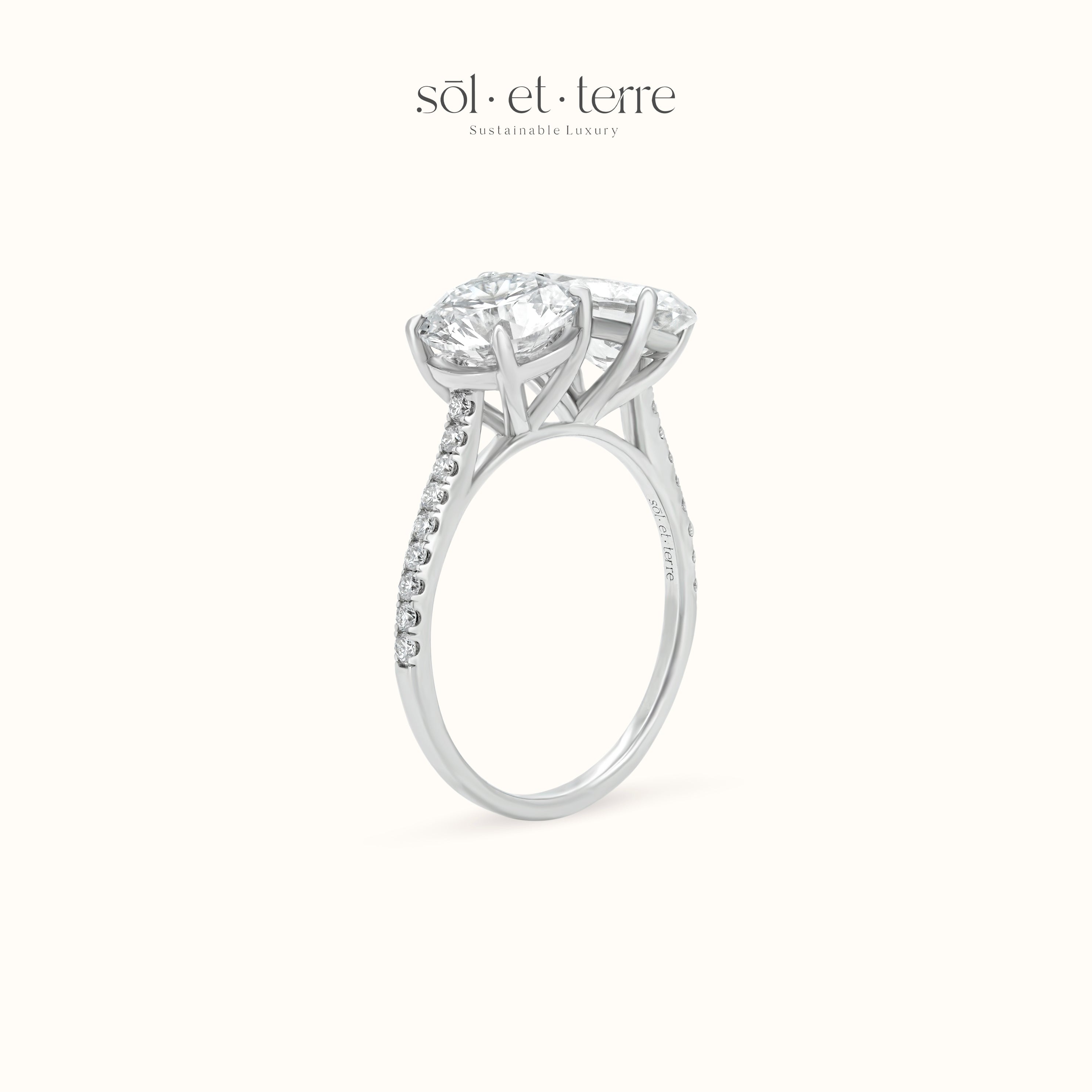 Round and Pear Toi et  Moi Diamond Ring | Sol et Terre