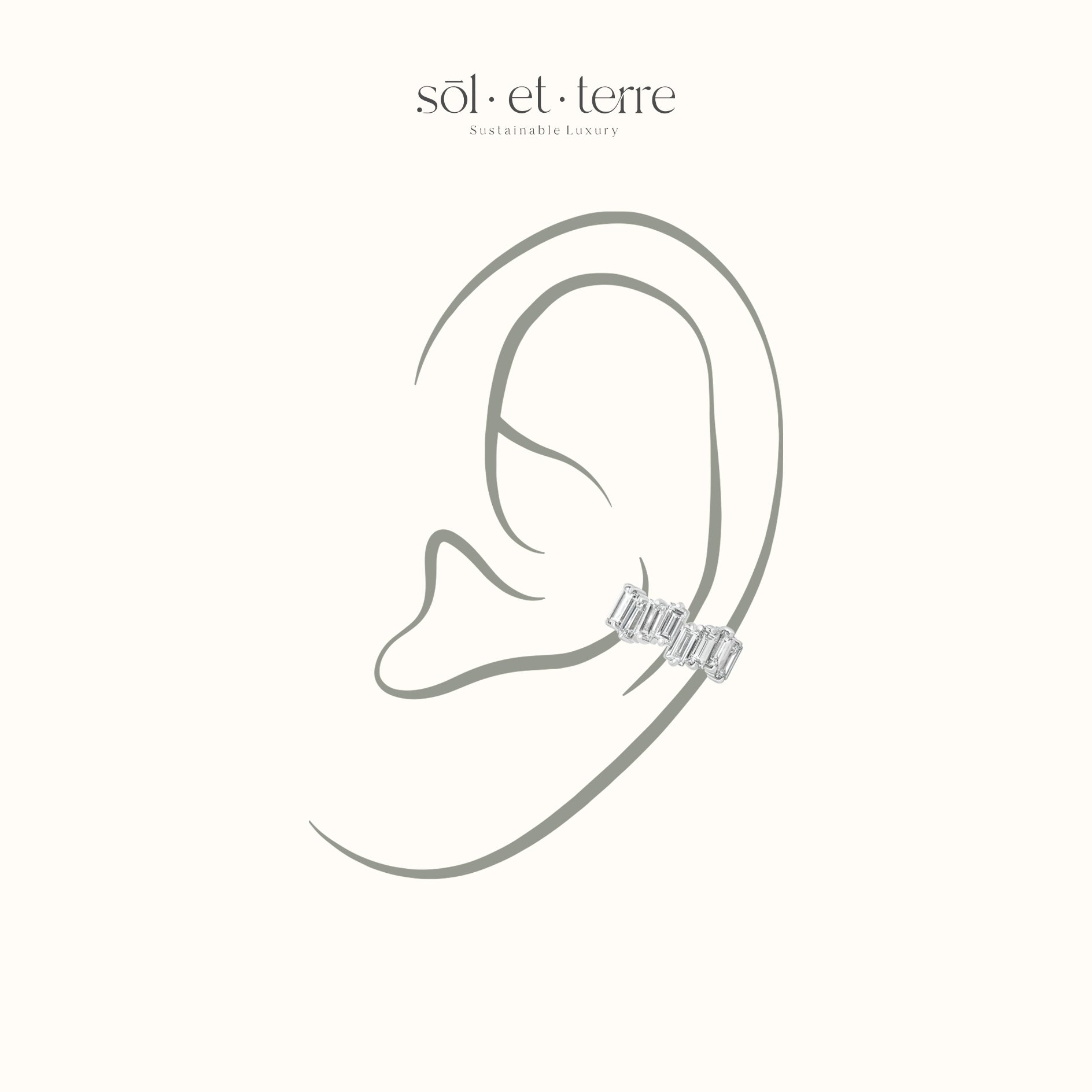 Irregular Baguette Diamond Earcuff | Sol et Terre