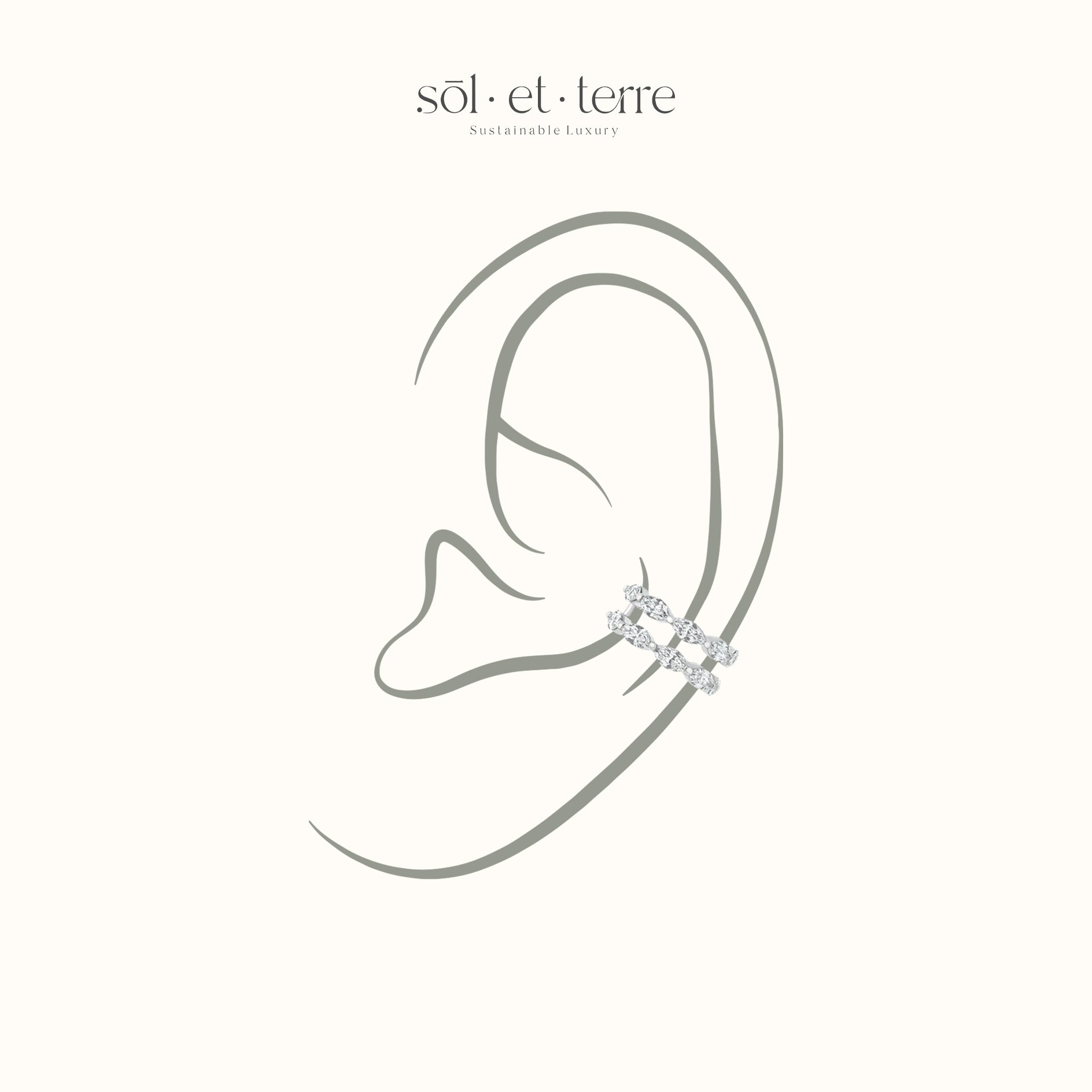 Dual Row Marquise Diamond Ear Cuff | Sol et Terre