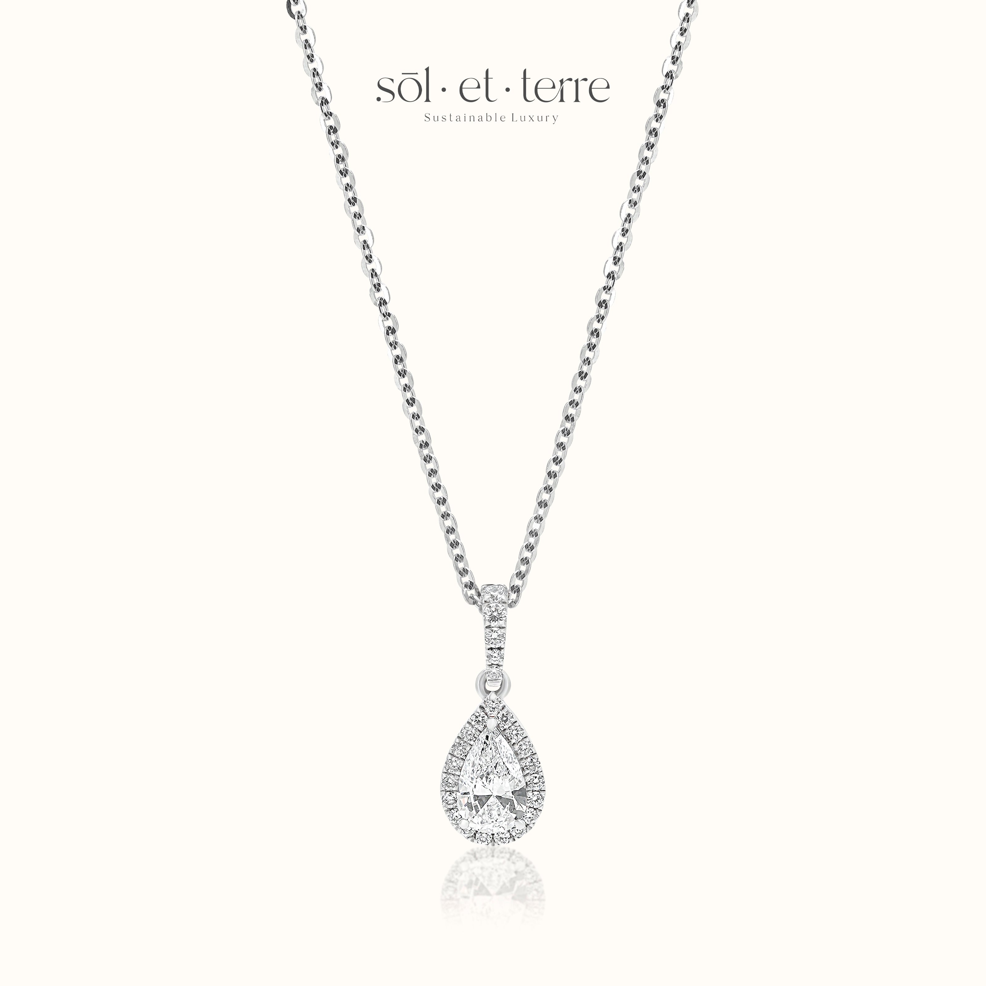 Pear Diamond Pendant with Halo | Sol et Terre