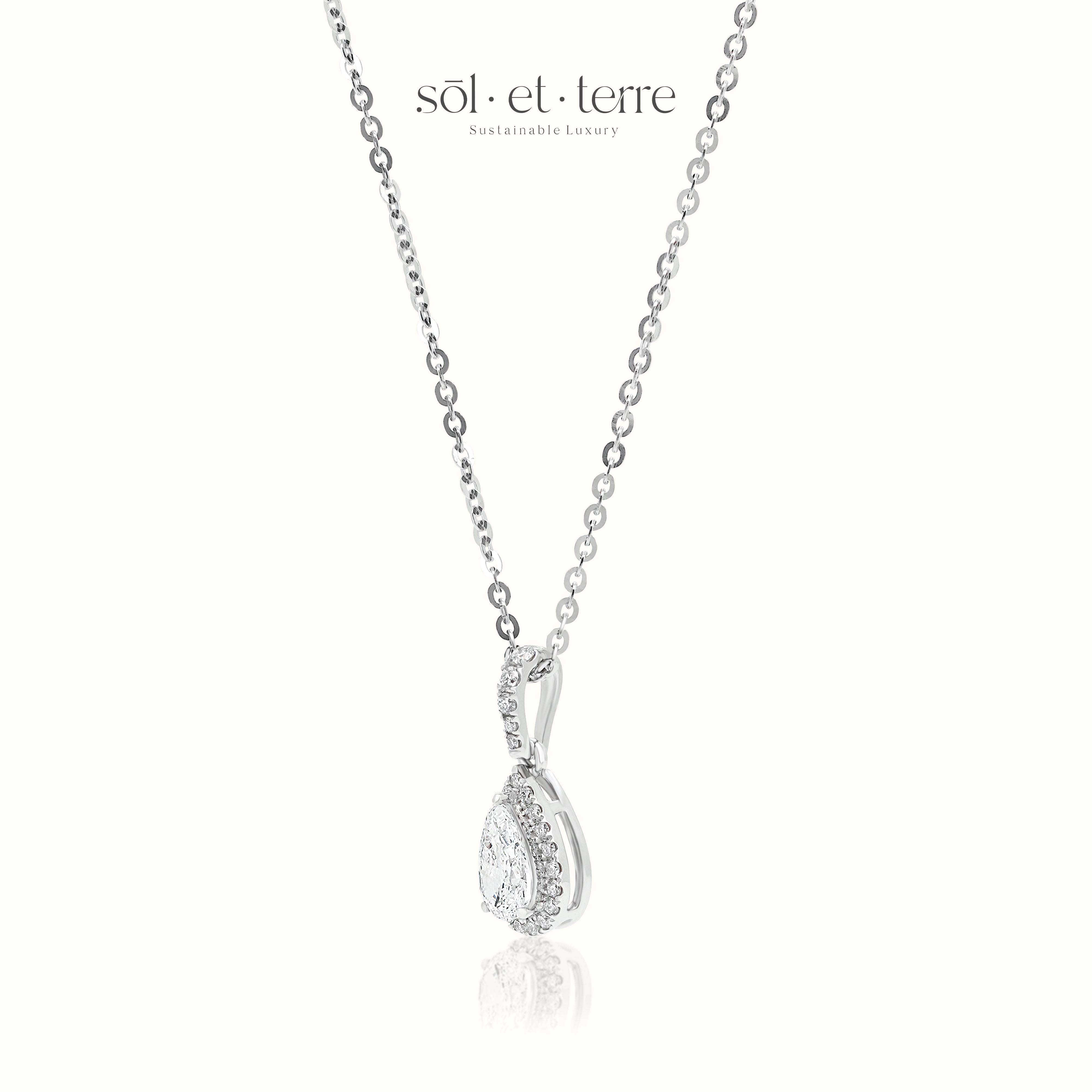 Pear Diamond Pendant with Halo | Sol et Terre