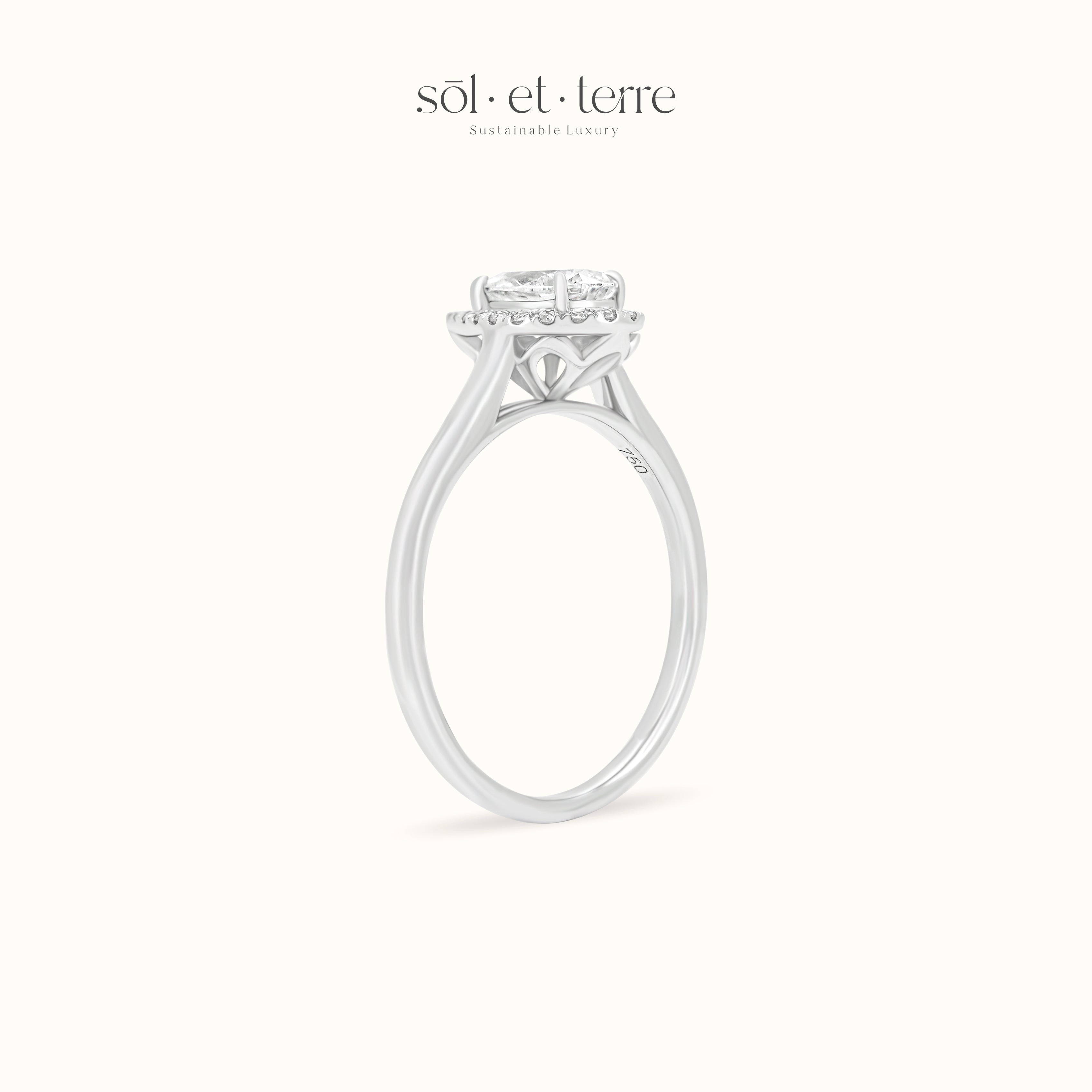 Pear Diamond Ring with Halo | Sol et Terre