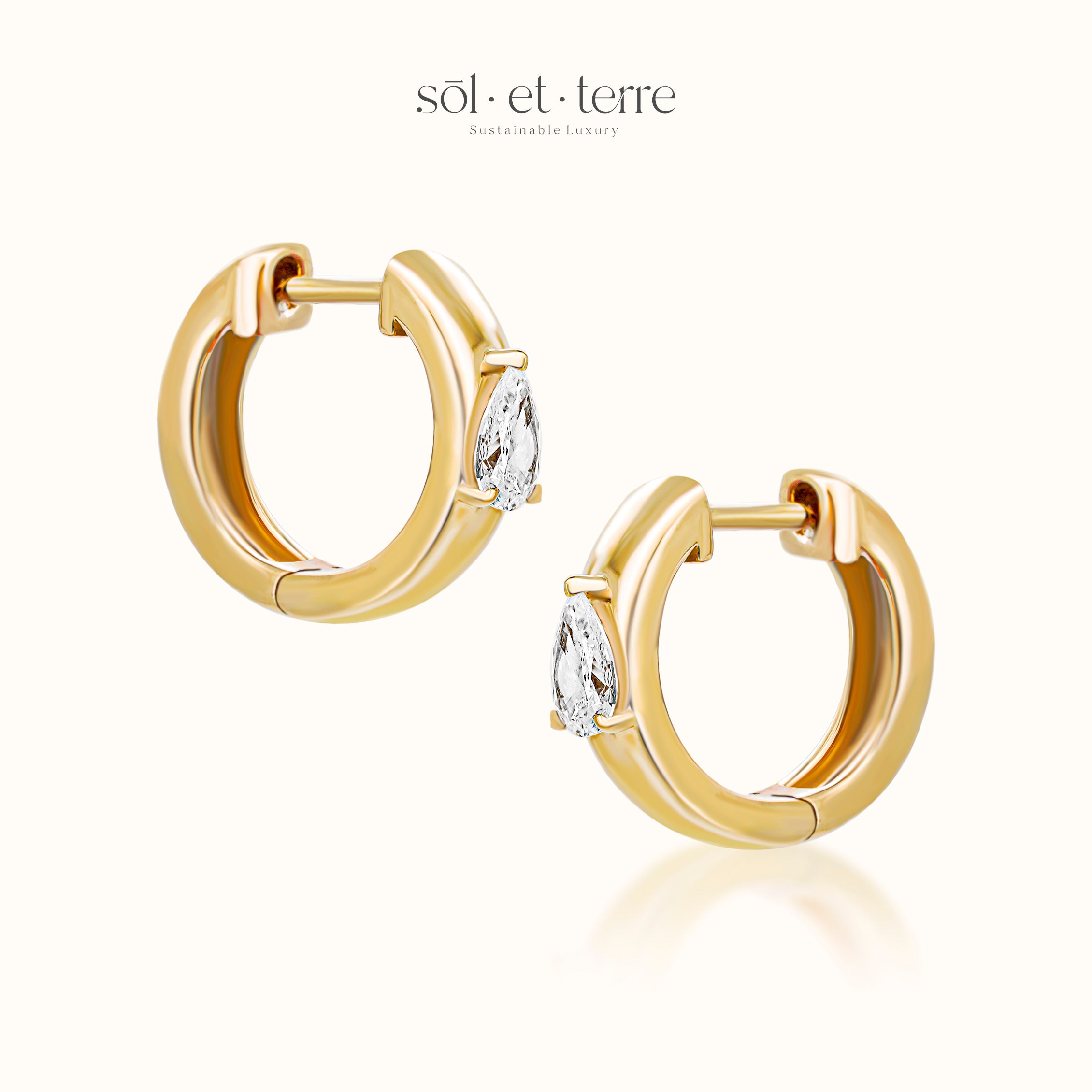 Hoop Earrings with Pear Diamond | Sol et Terre