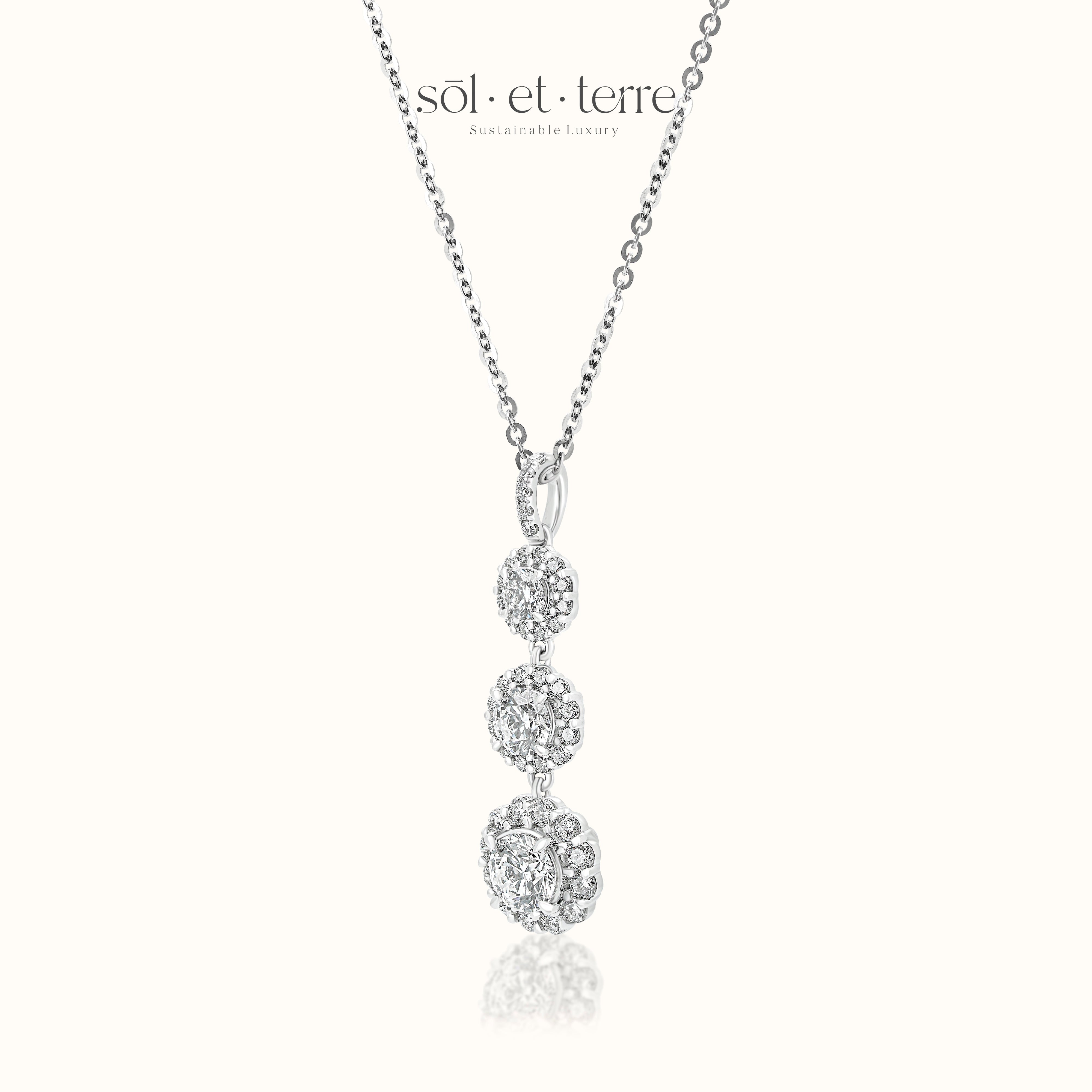 Trilogy Diamond Pendant with Halo | Sol et Terre