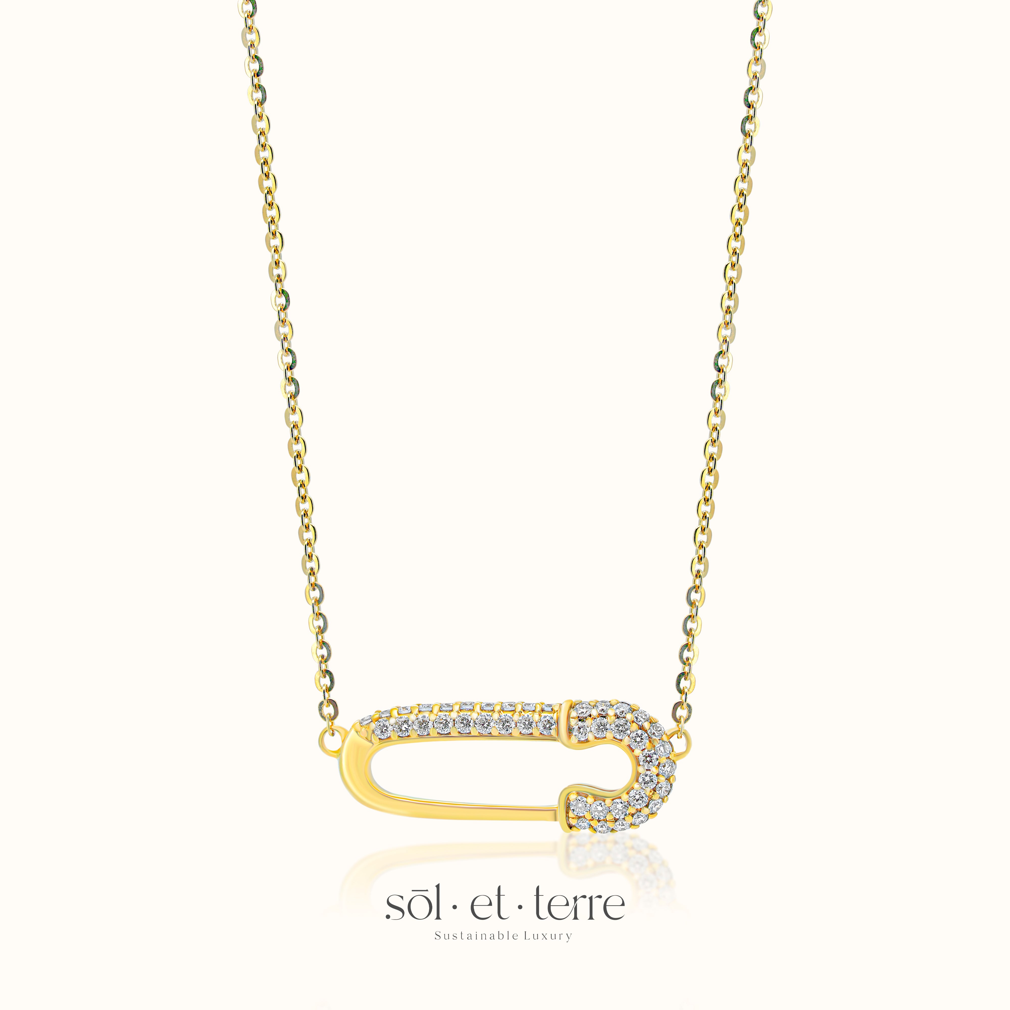 Safety Pin Diamond Pendant | Sol et Terre