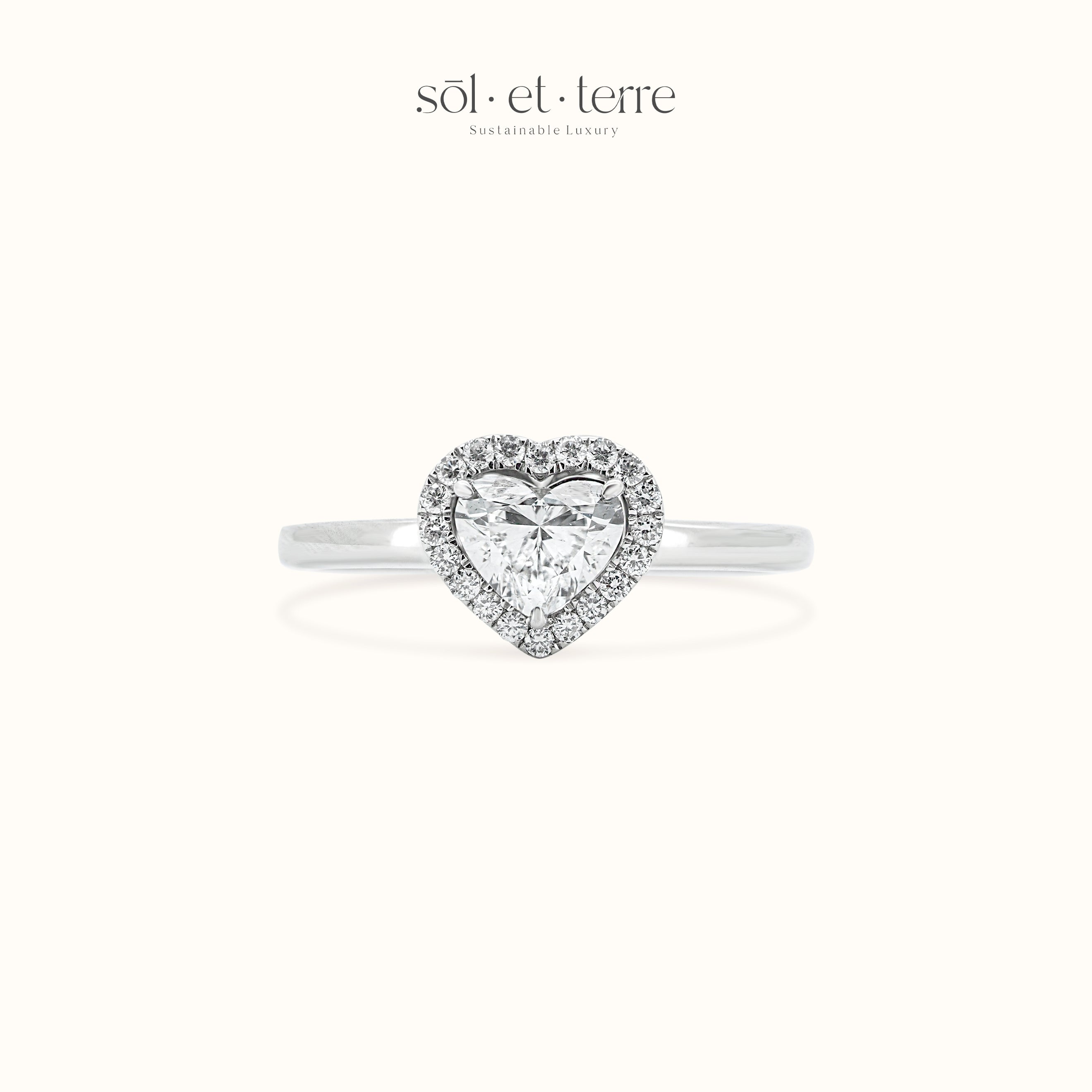 Heart Diamond Ring With Halo | Sol et Terre