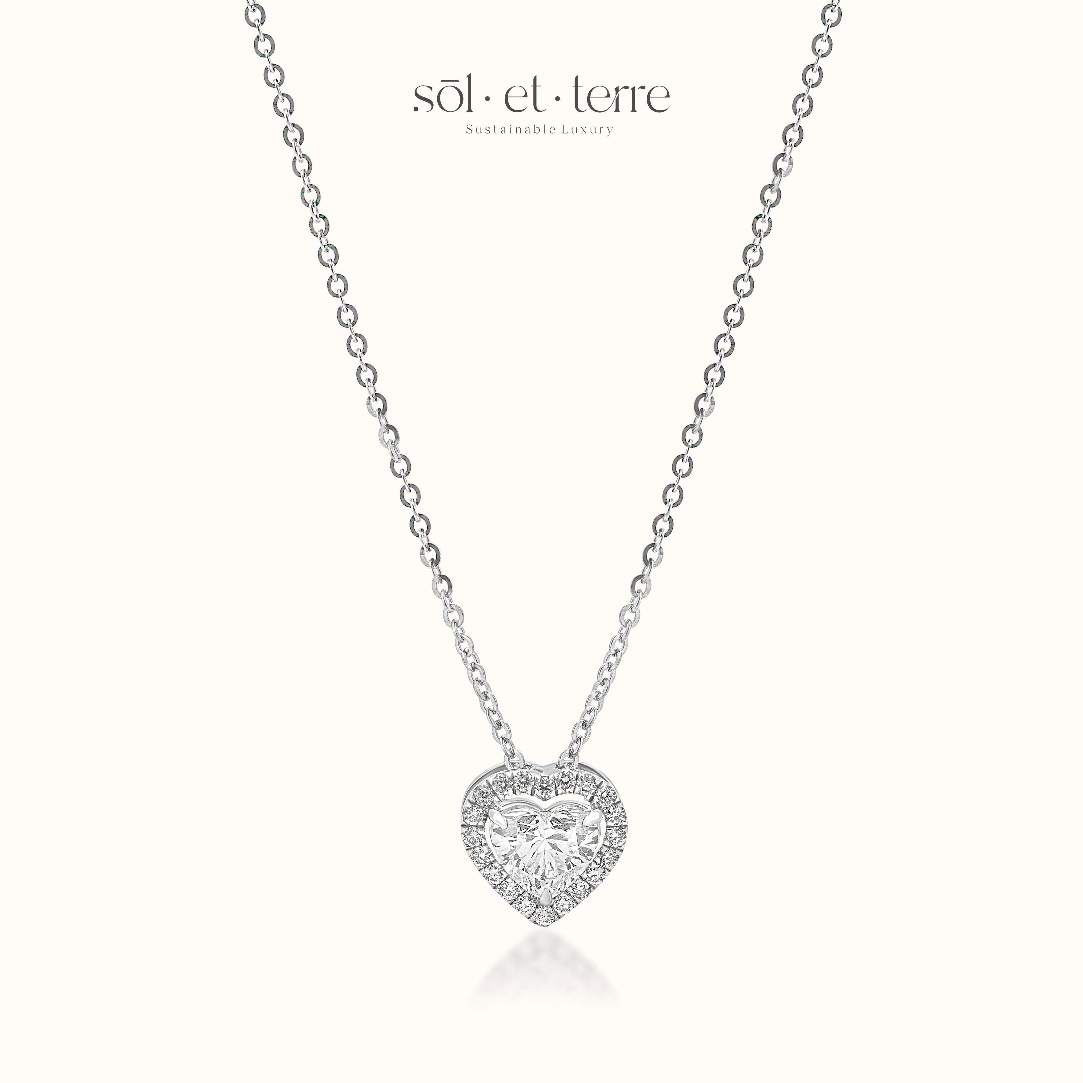 Heart Diamond Pendant with Halo | Sol et Terre