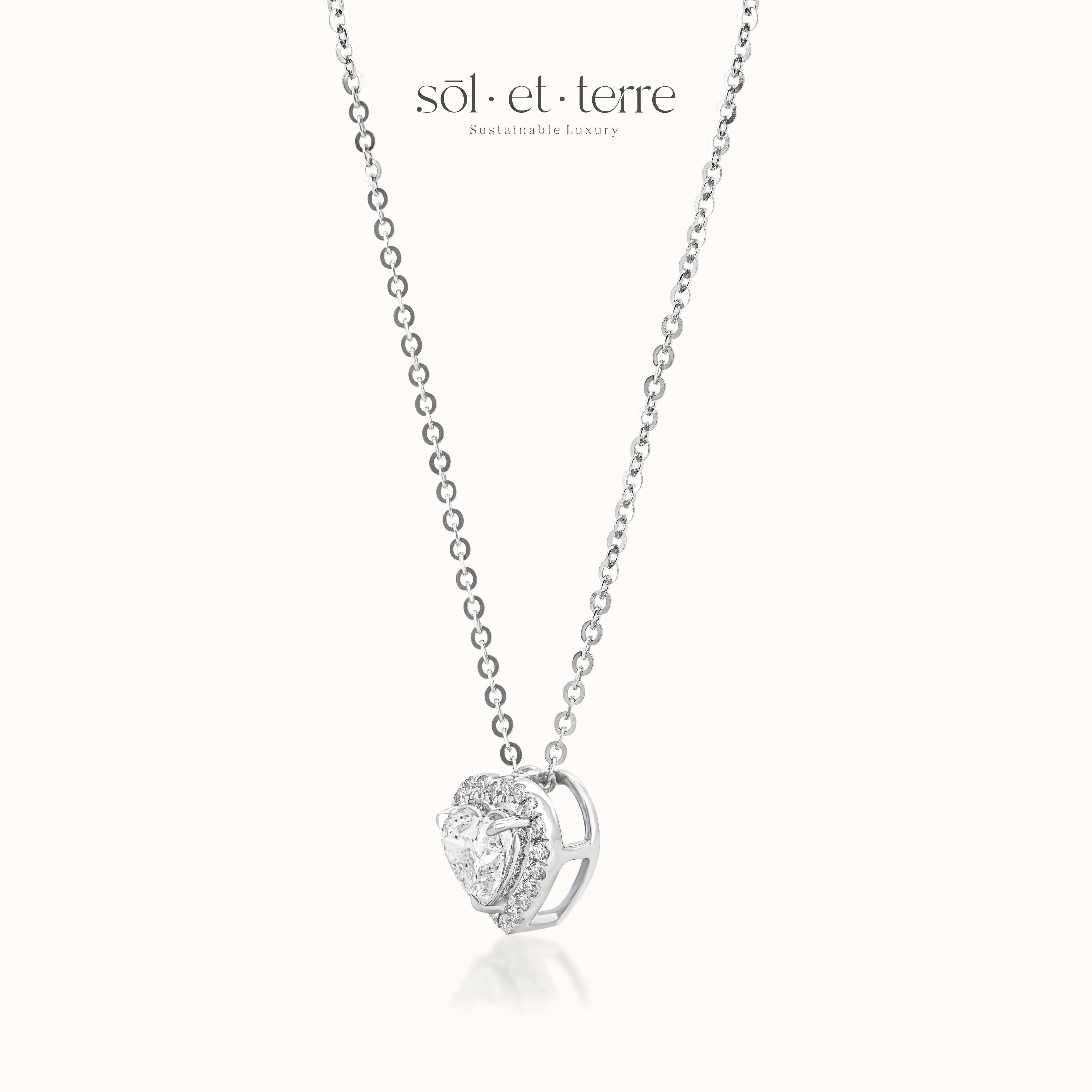 Heart Diamond Pendant with Halo | Sol et Terre