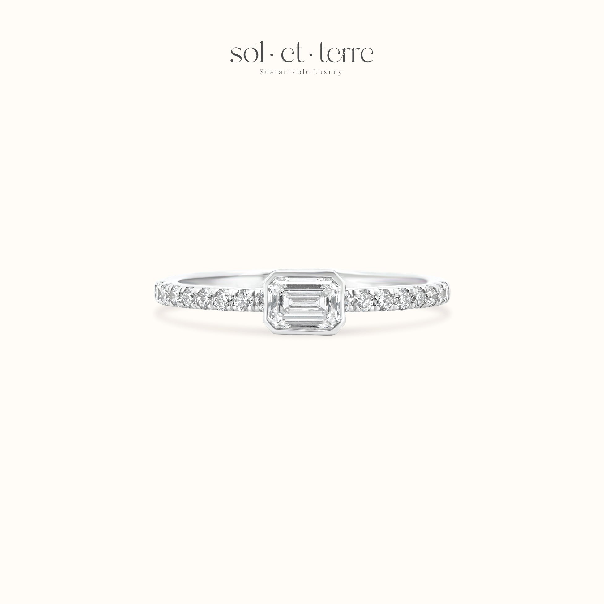 East West Emerald Diamond Ring | Sol et Terre