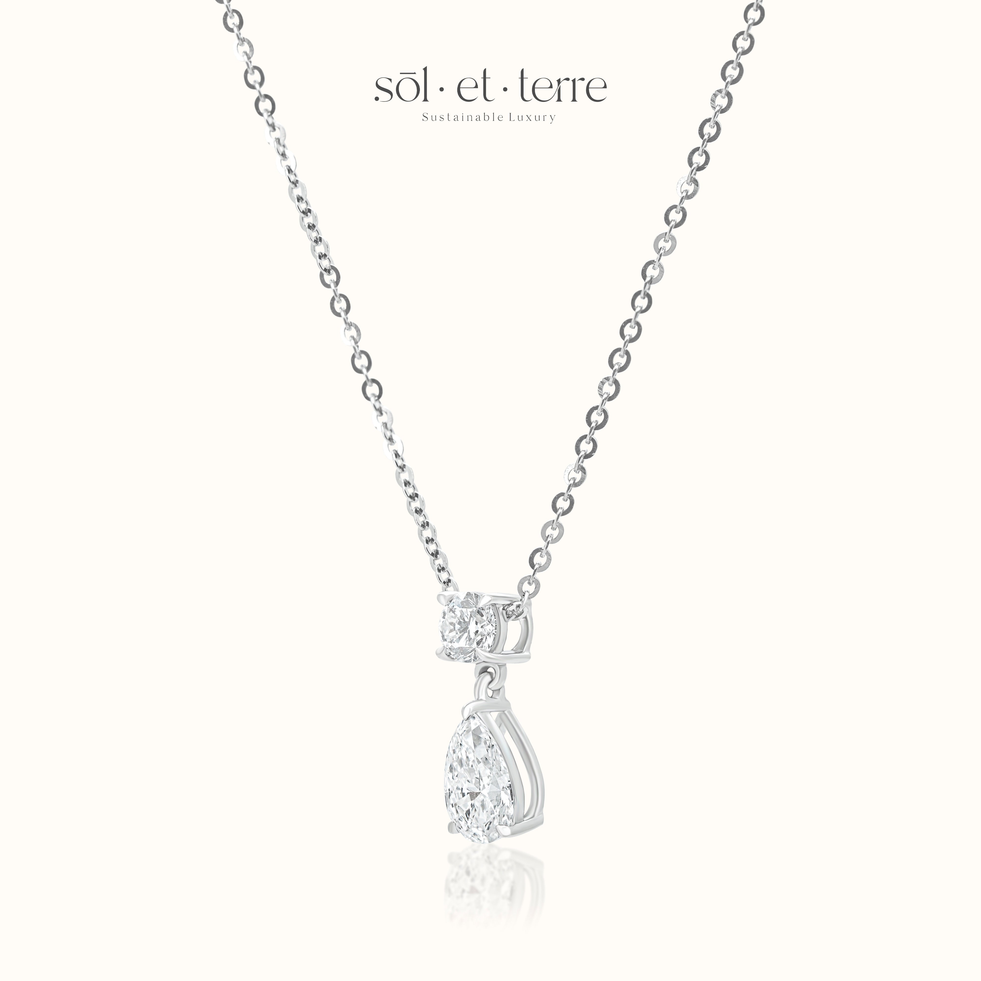 Round and Pear Diamond Pendant | Sol et Terre