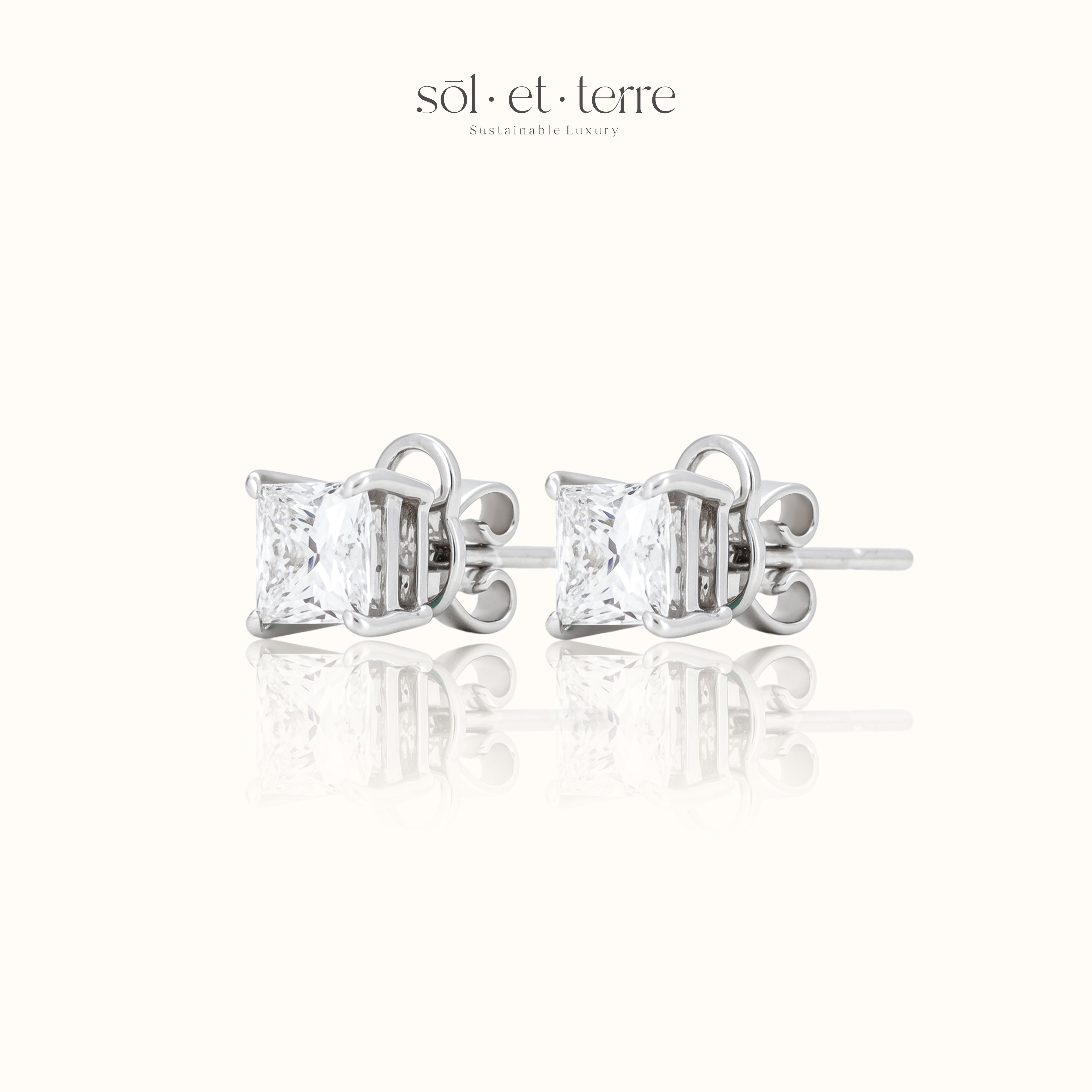 Princess Solitaire Diamond Stud Earrings