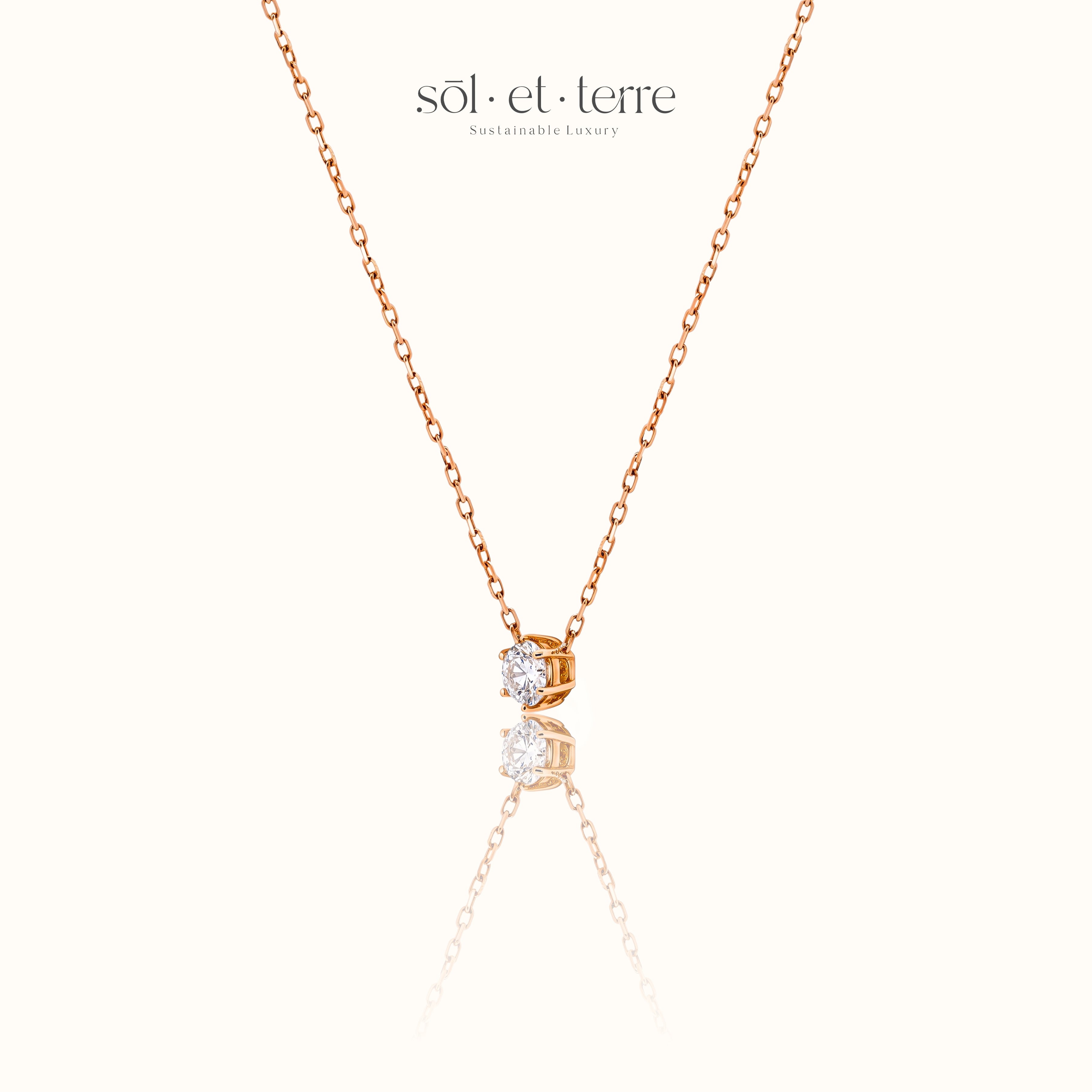 Diamond Pendant with Six Prongs in Rose Gold | Sol et Terre