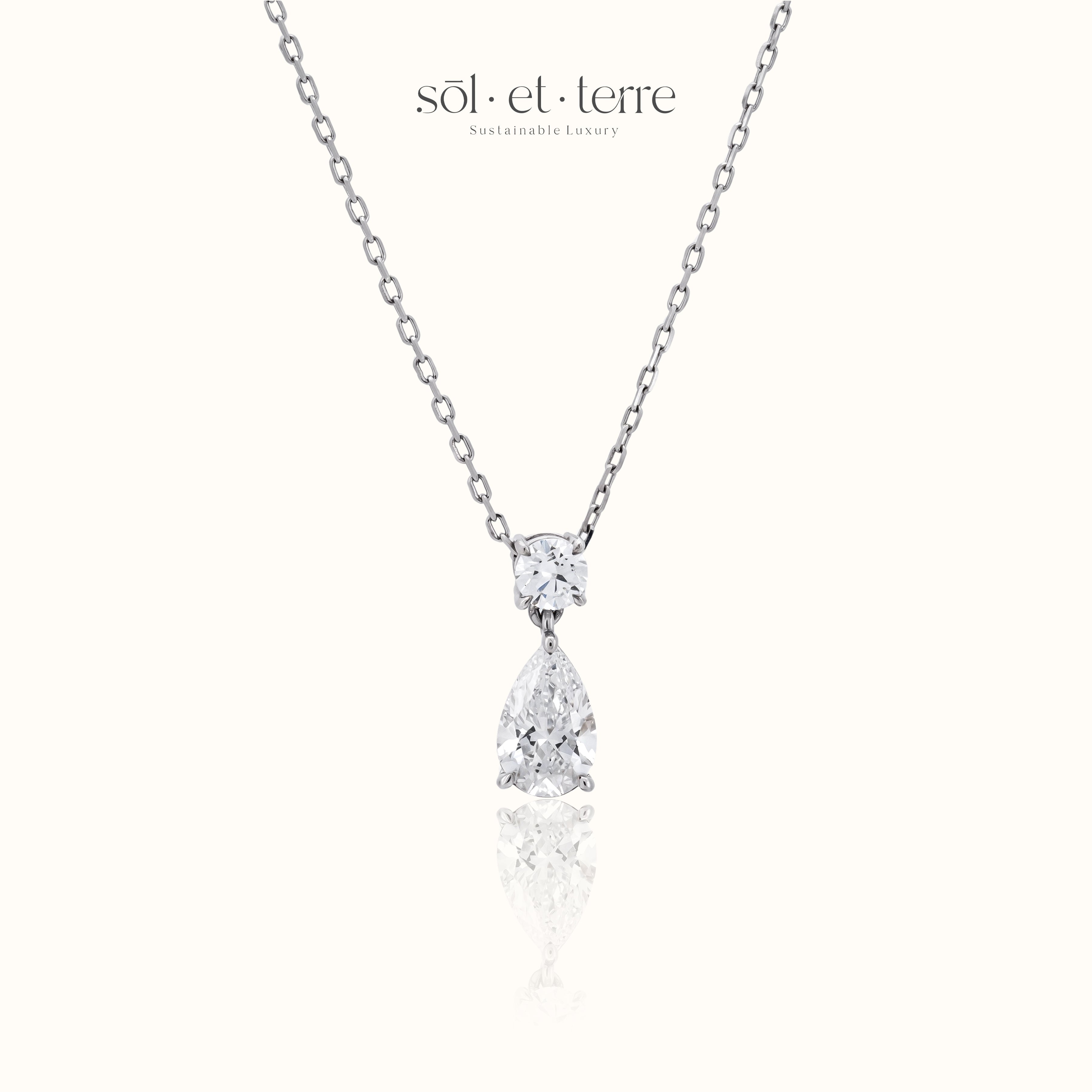 Round Diamond with Pear Drop pendant | Sol et Terre