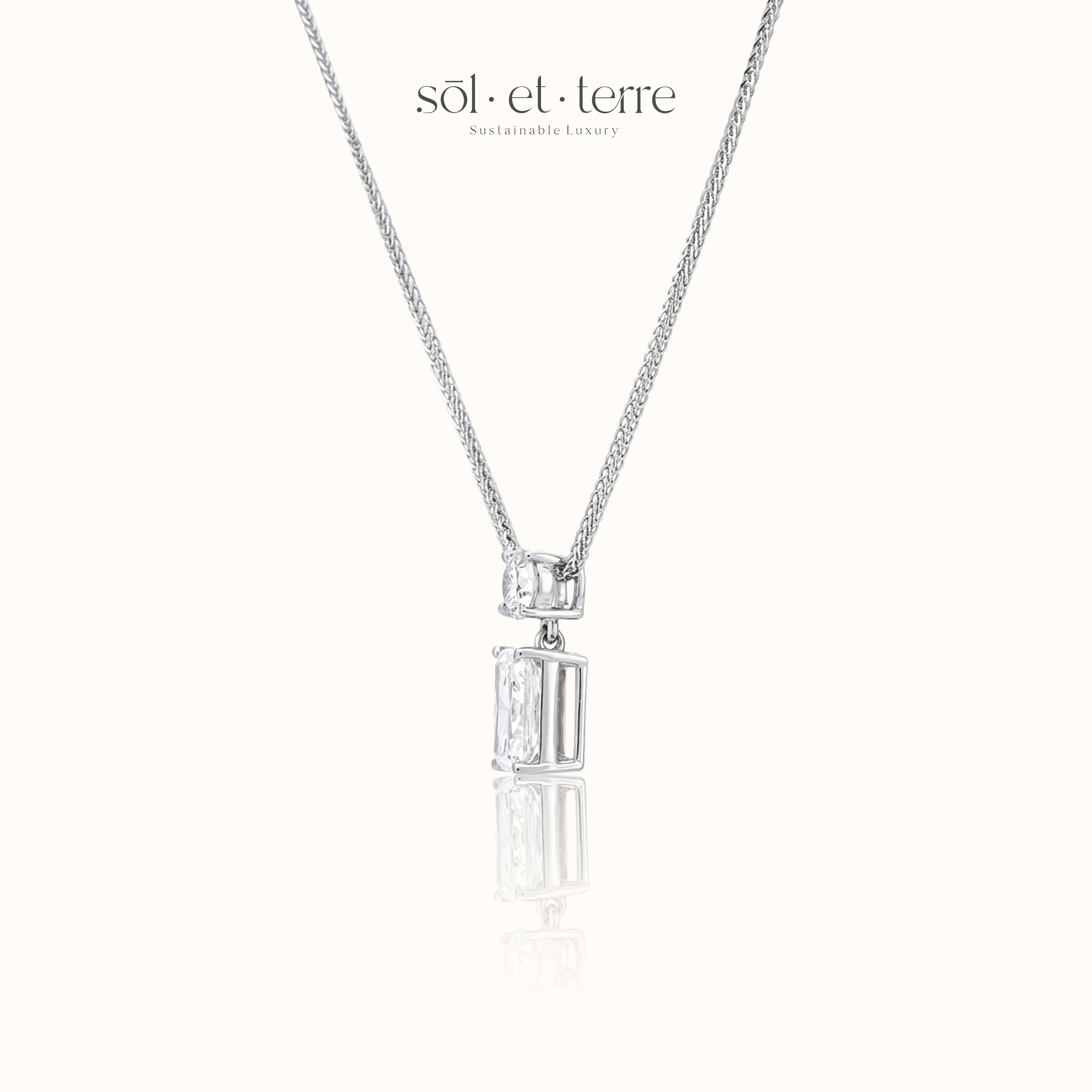Round Diamond with Radiant Drop Diamond Pendant | Sol et Terre