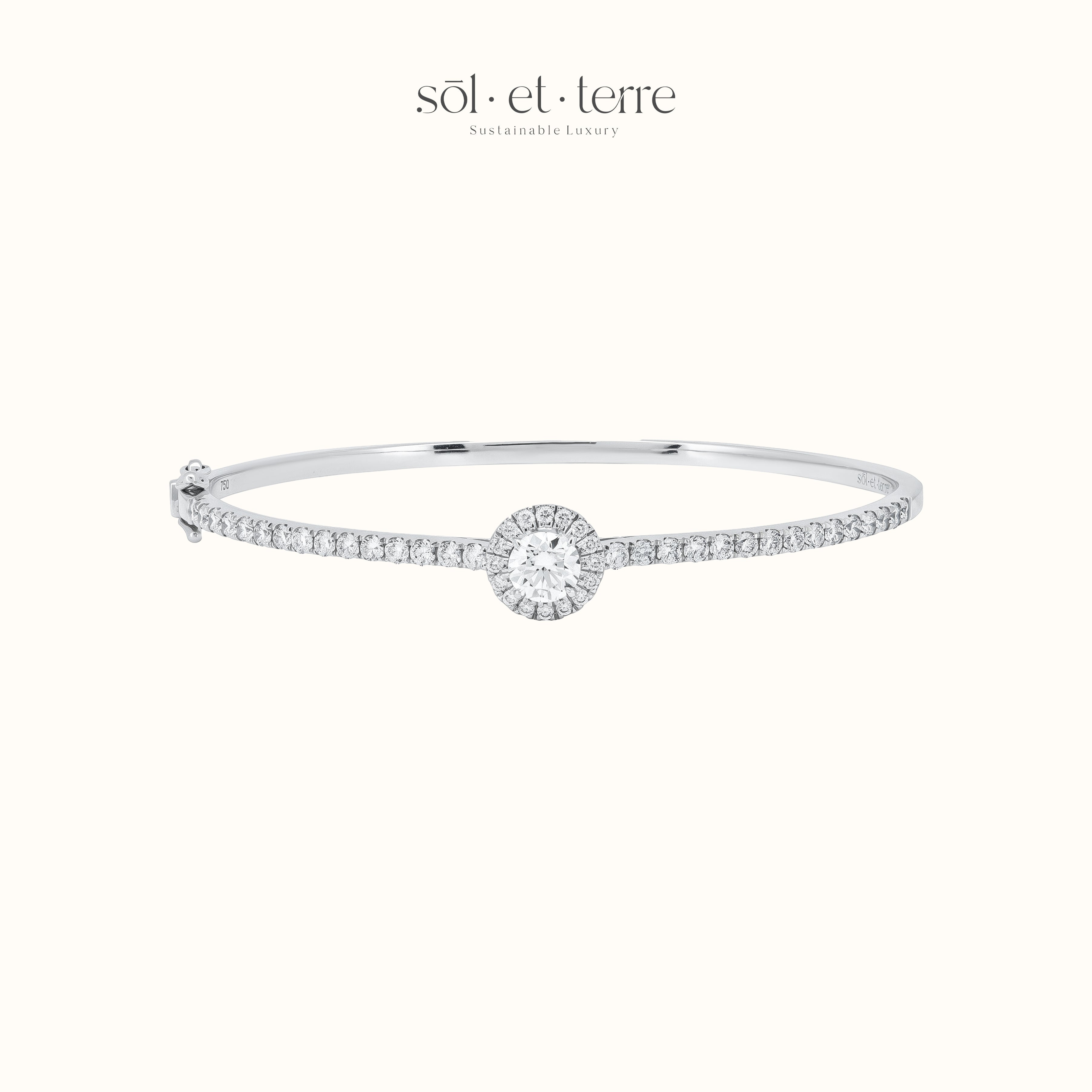 Bangle with Round Halo Diamond | Sol et Terre