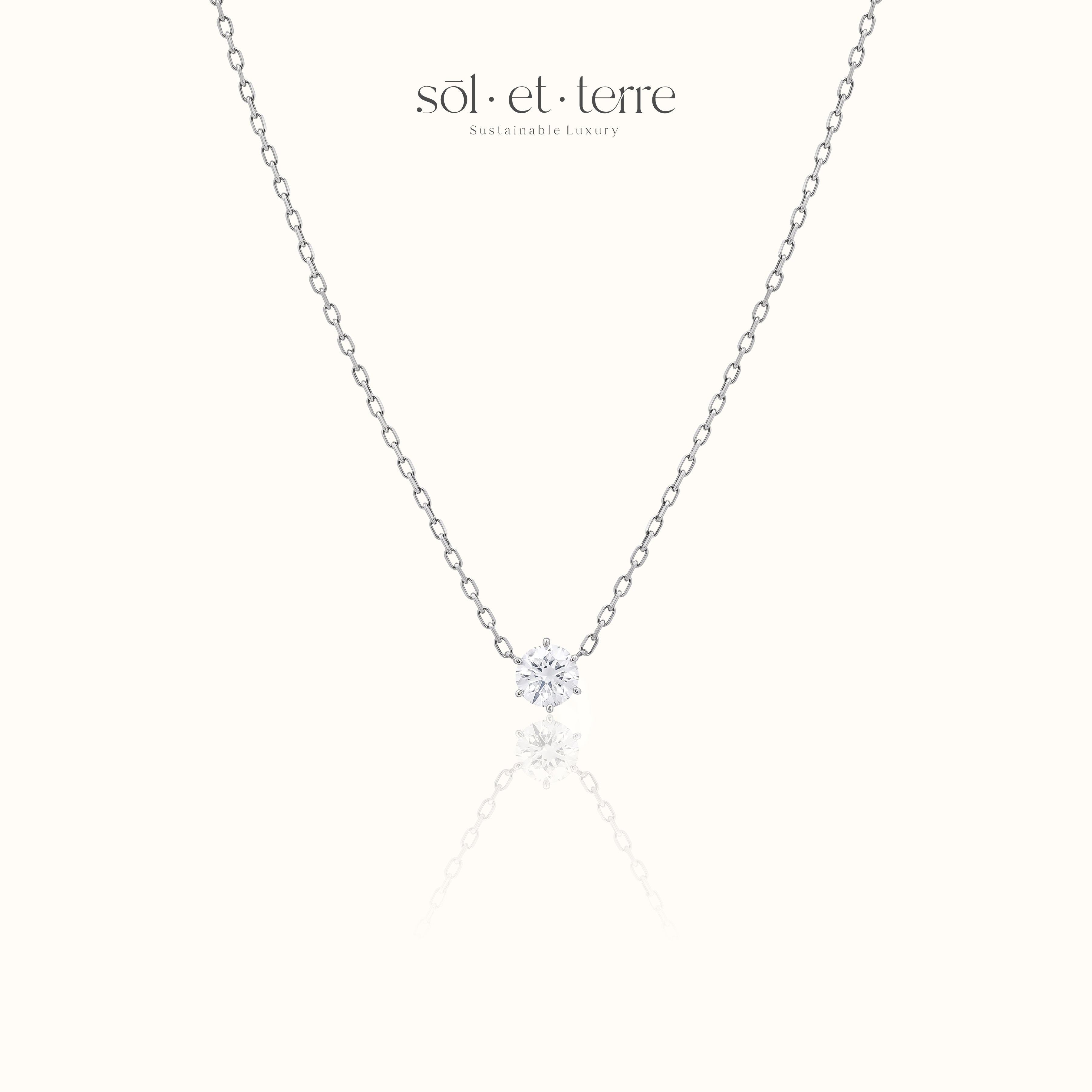 Diamond Pendant with Six Prongs in White Gold | Sol et Terre