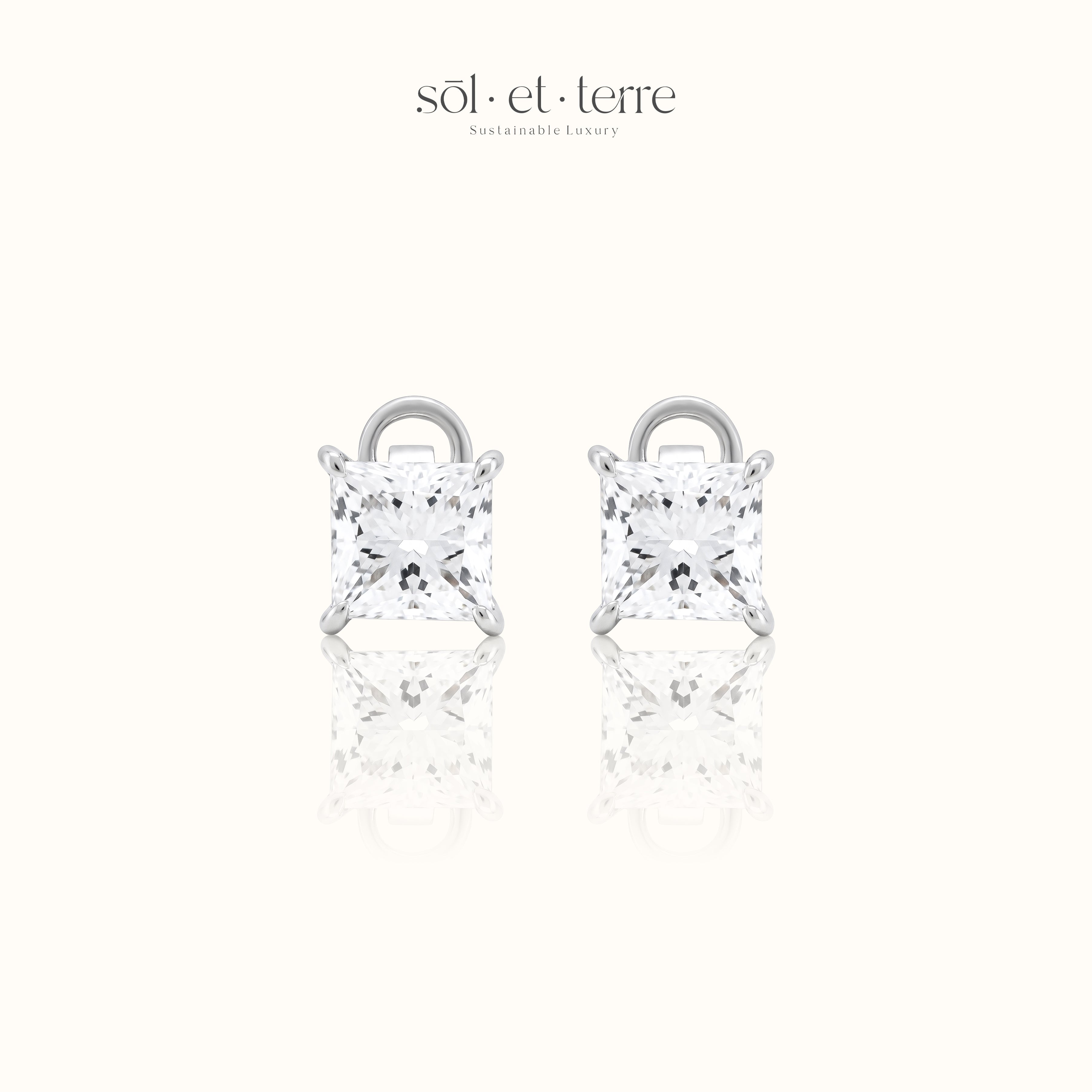 Princess Solitaire Diamond Stud Earrings