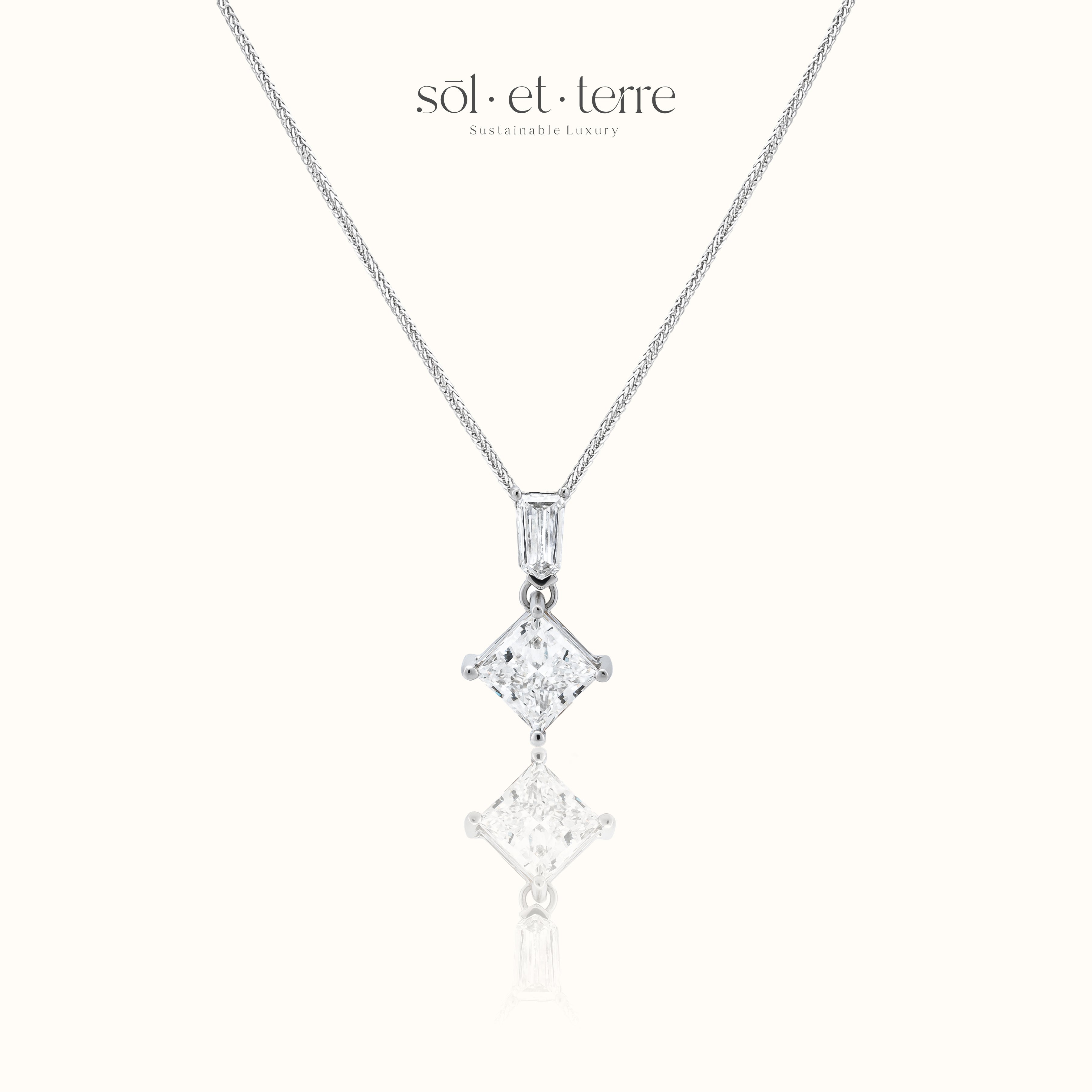Bullet and Princess Diamond Pendant | Sol et Terre