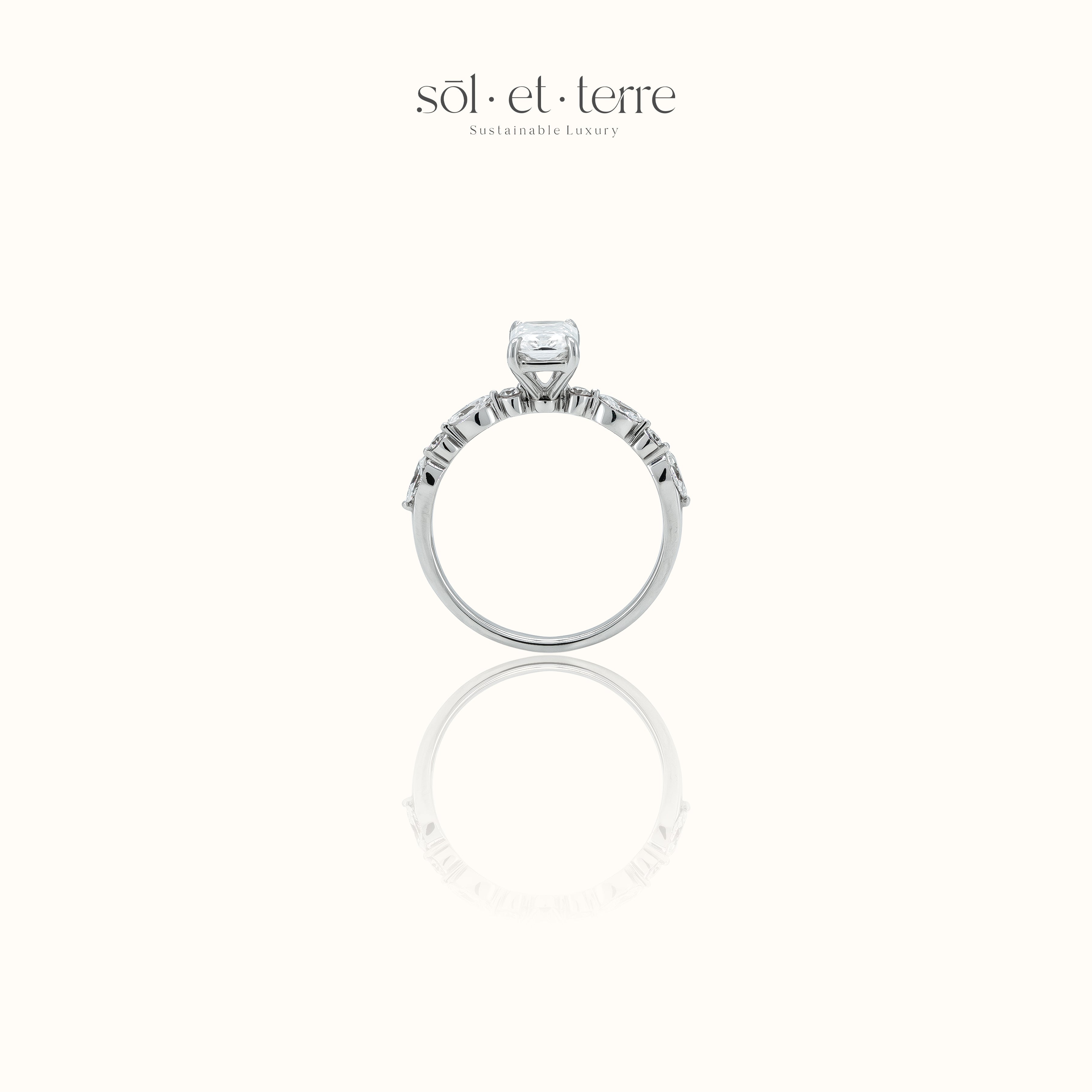 Radiant Diamond with  Marquise and Round Pave | Sol et Terre