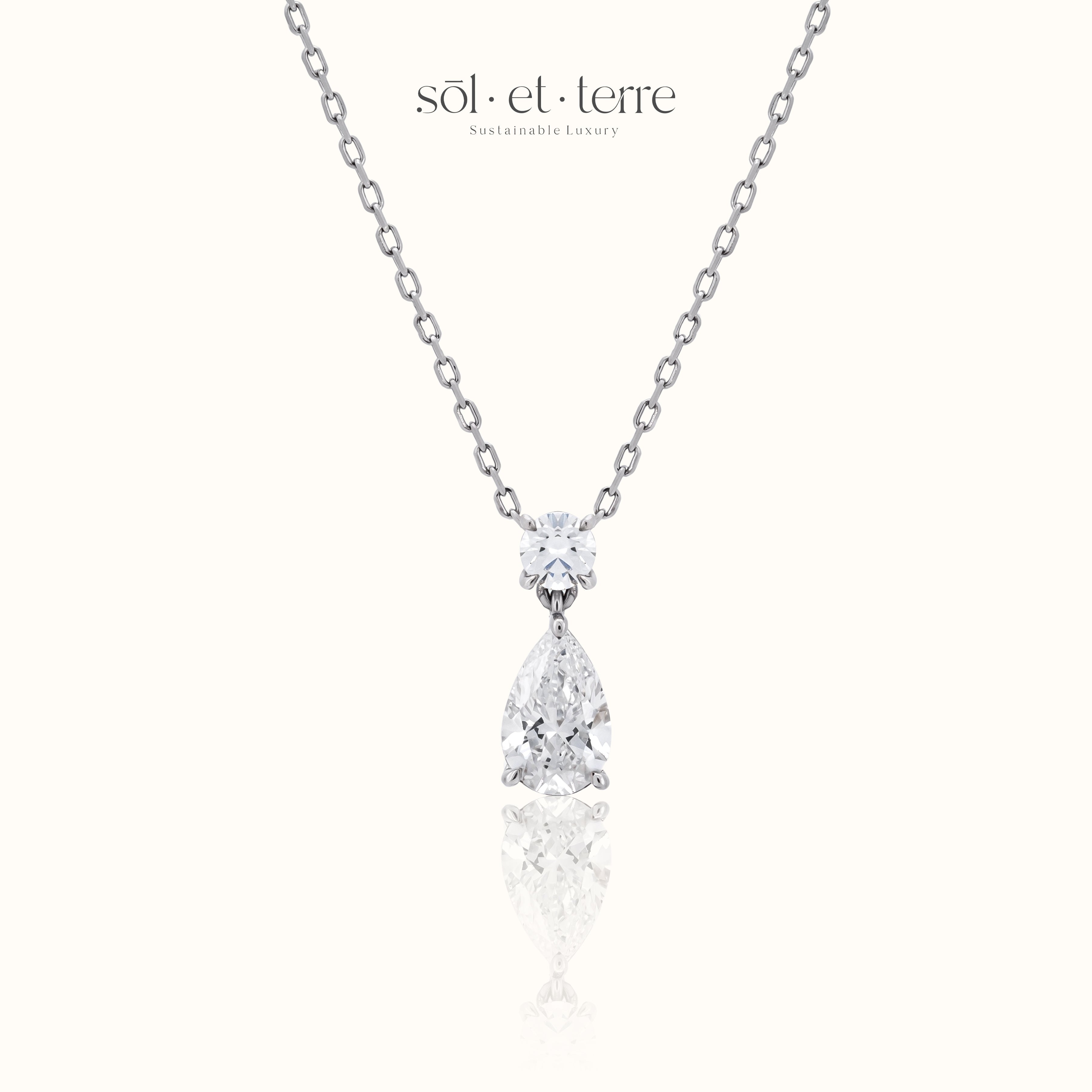 Round Diamond with Pear Drop pendant | Sol et Terre