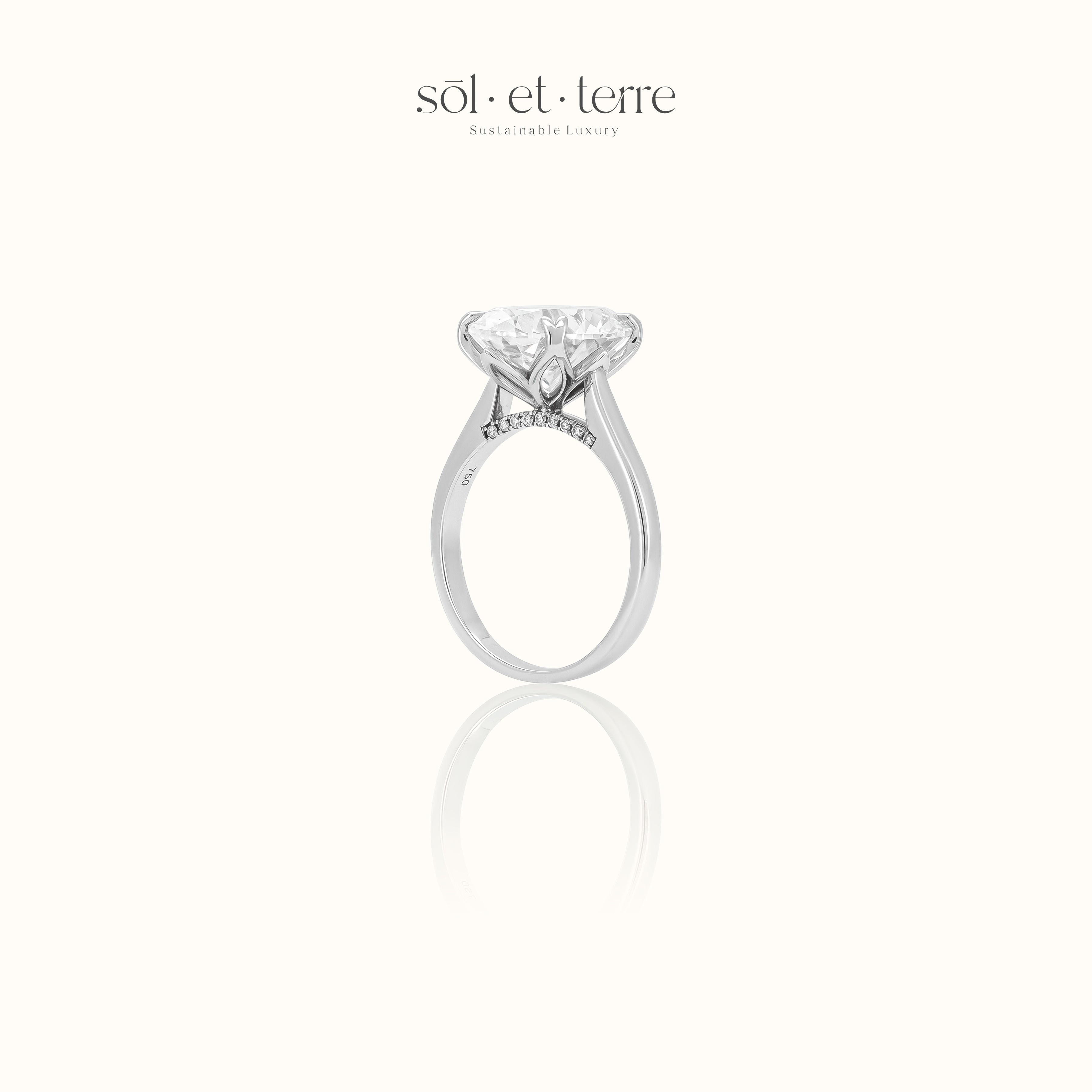 Oval Diamond Ring with Full Bloom Petal Prong