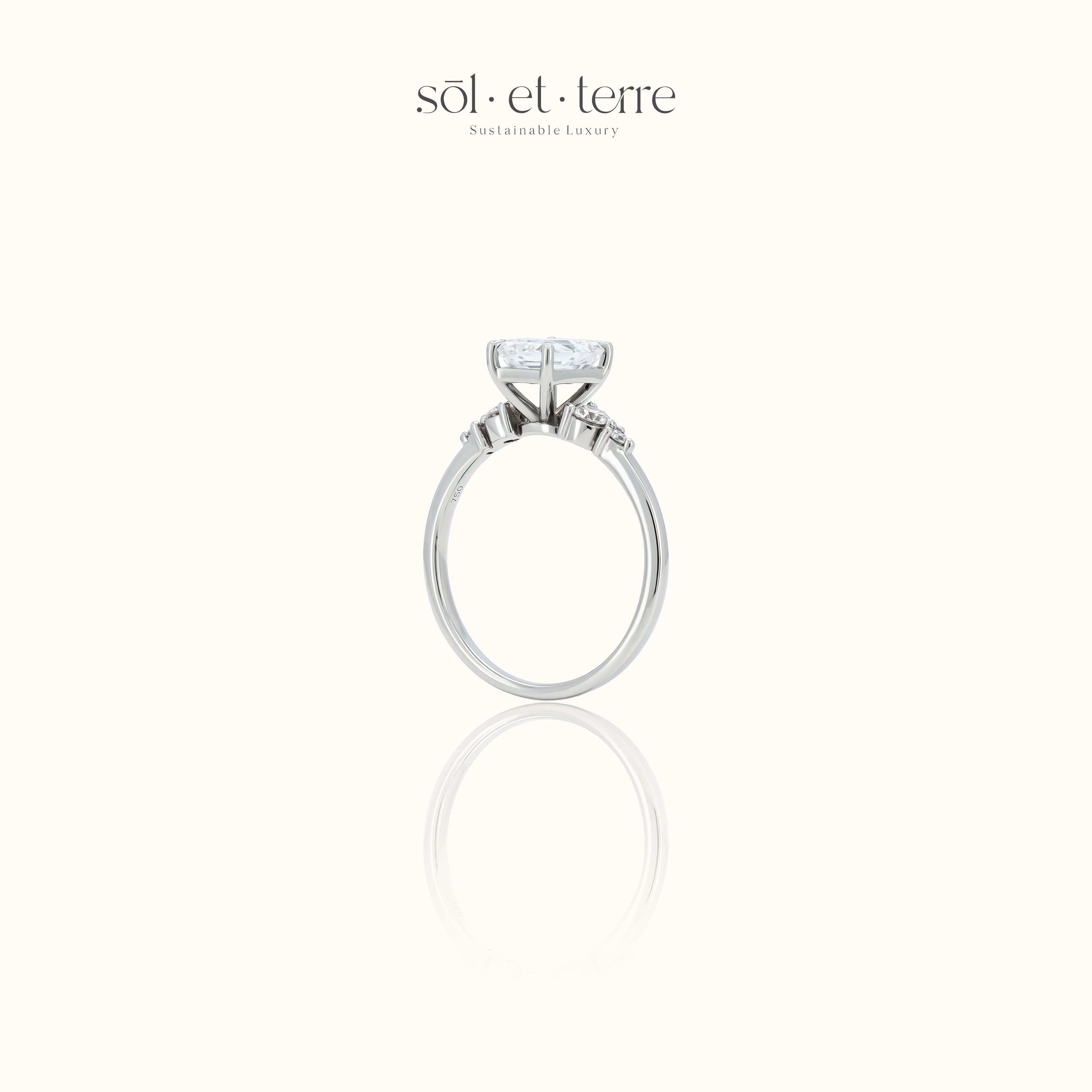 Emerald Diamond Ring with Side Diamonds | Sol et Terre