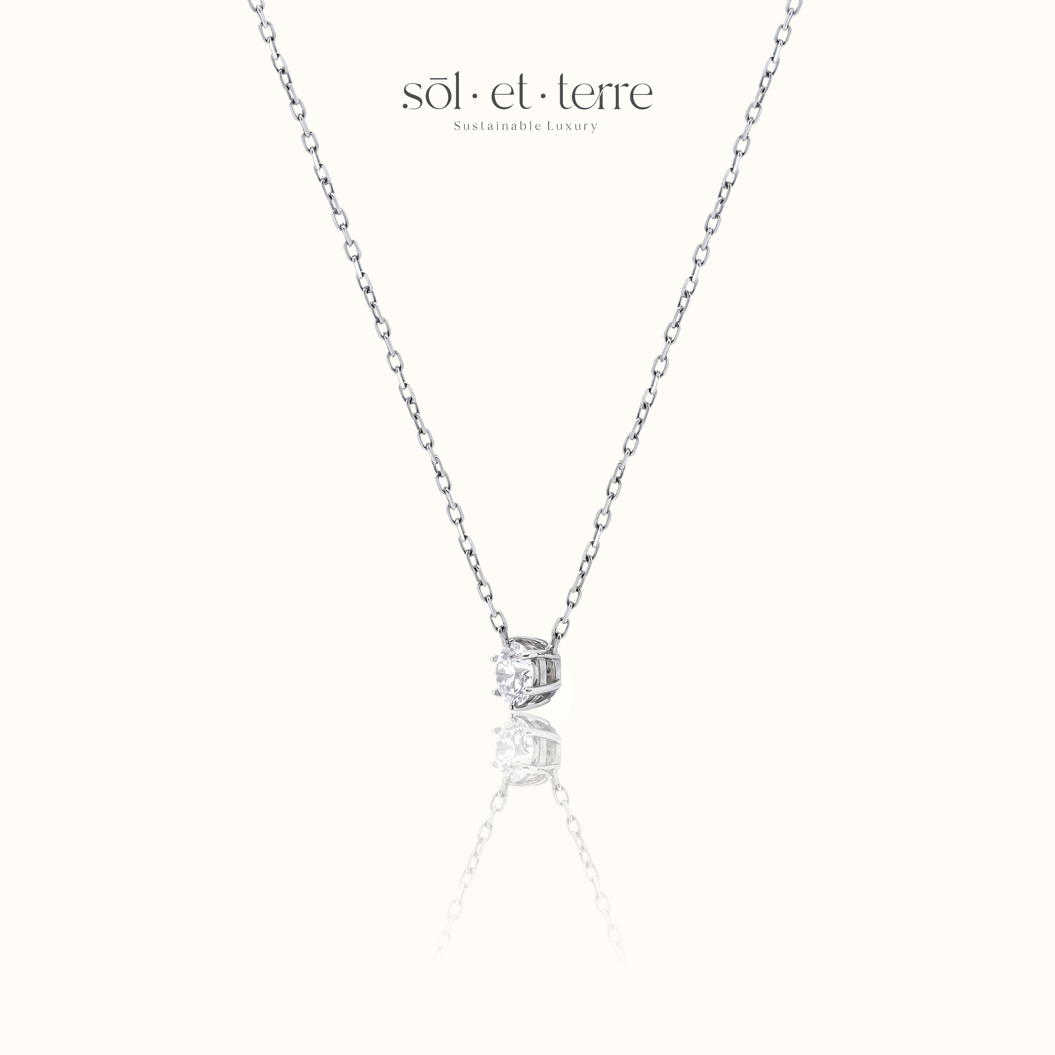 Diamond Pendant with Six Prongs in White Gold | Sol et Terre