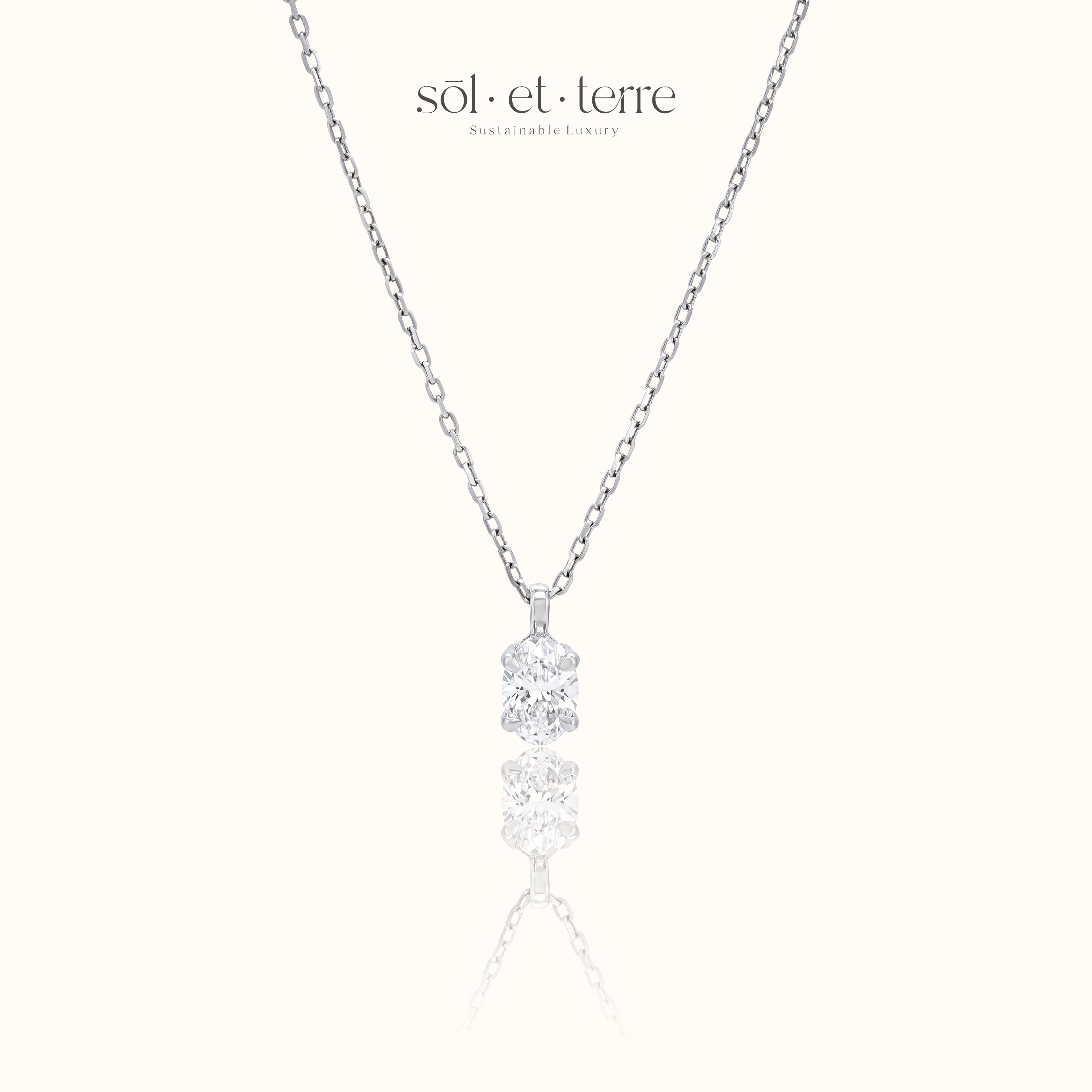 Minimal Oval Diamond Pendant | Sol et Terre