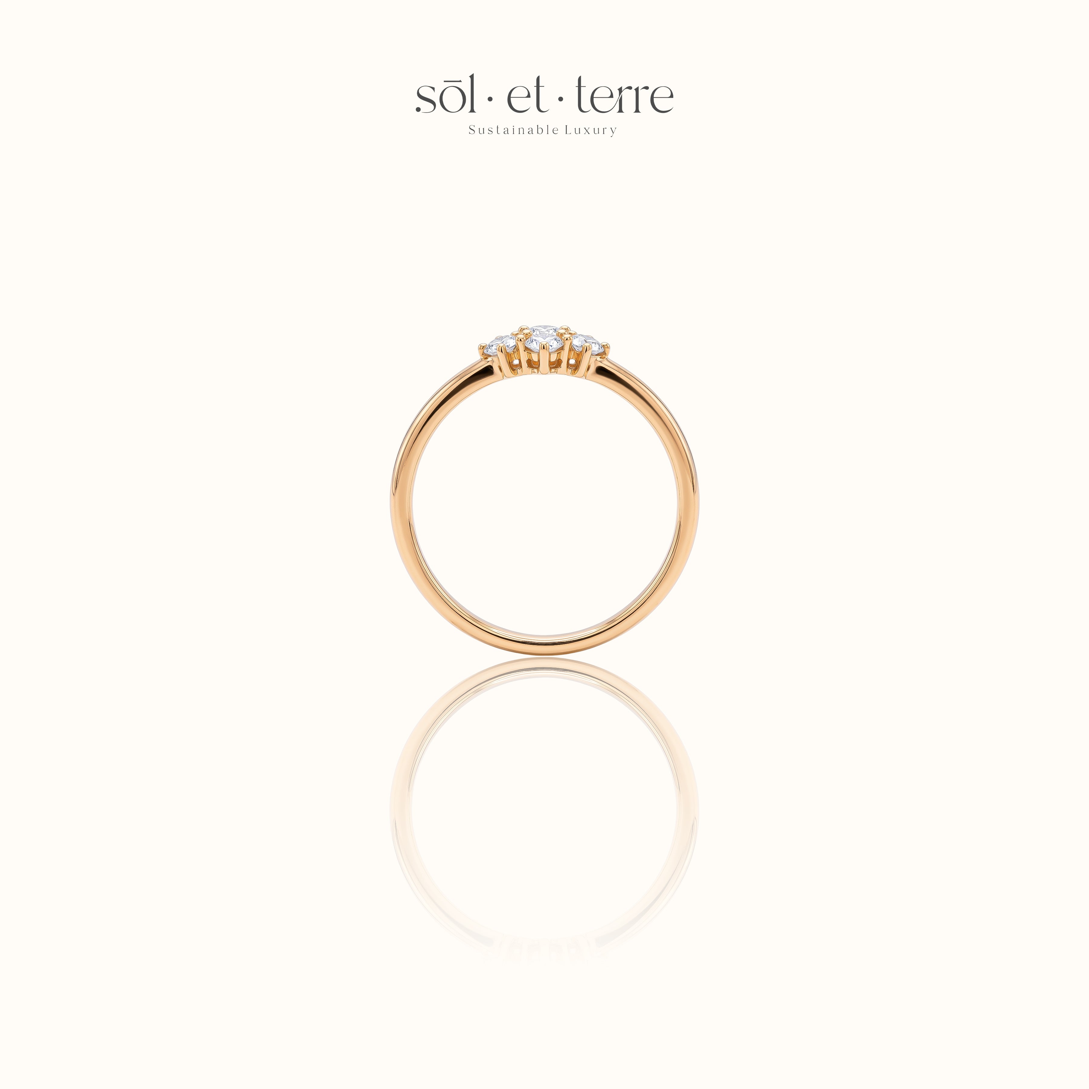 Maquise Petite Diamond Ring with Side Diamonds | Sol et Terre